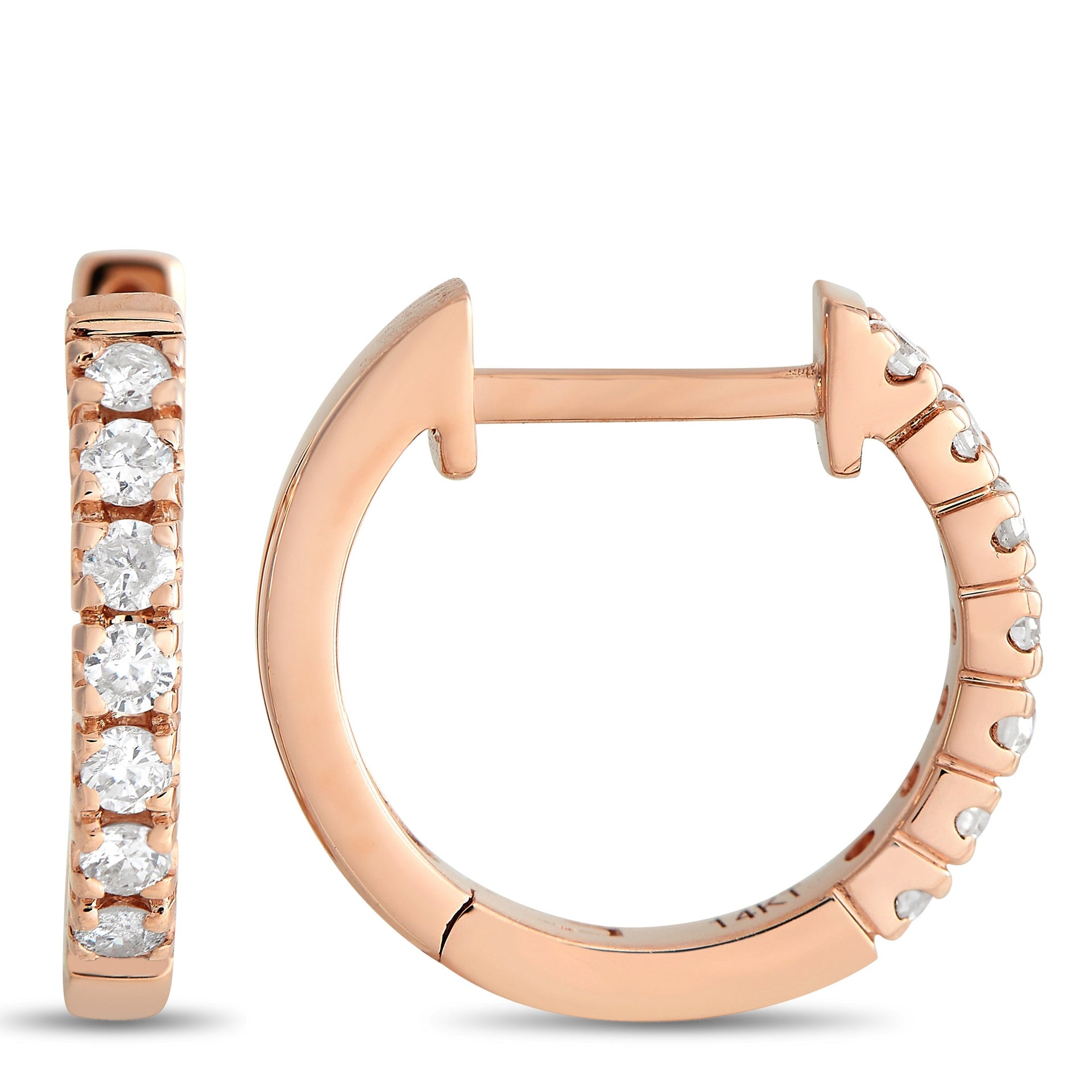 LB Exclusive 14K Rose Gold 0.25ct Diamond Hoop Earrings