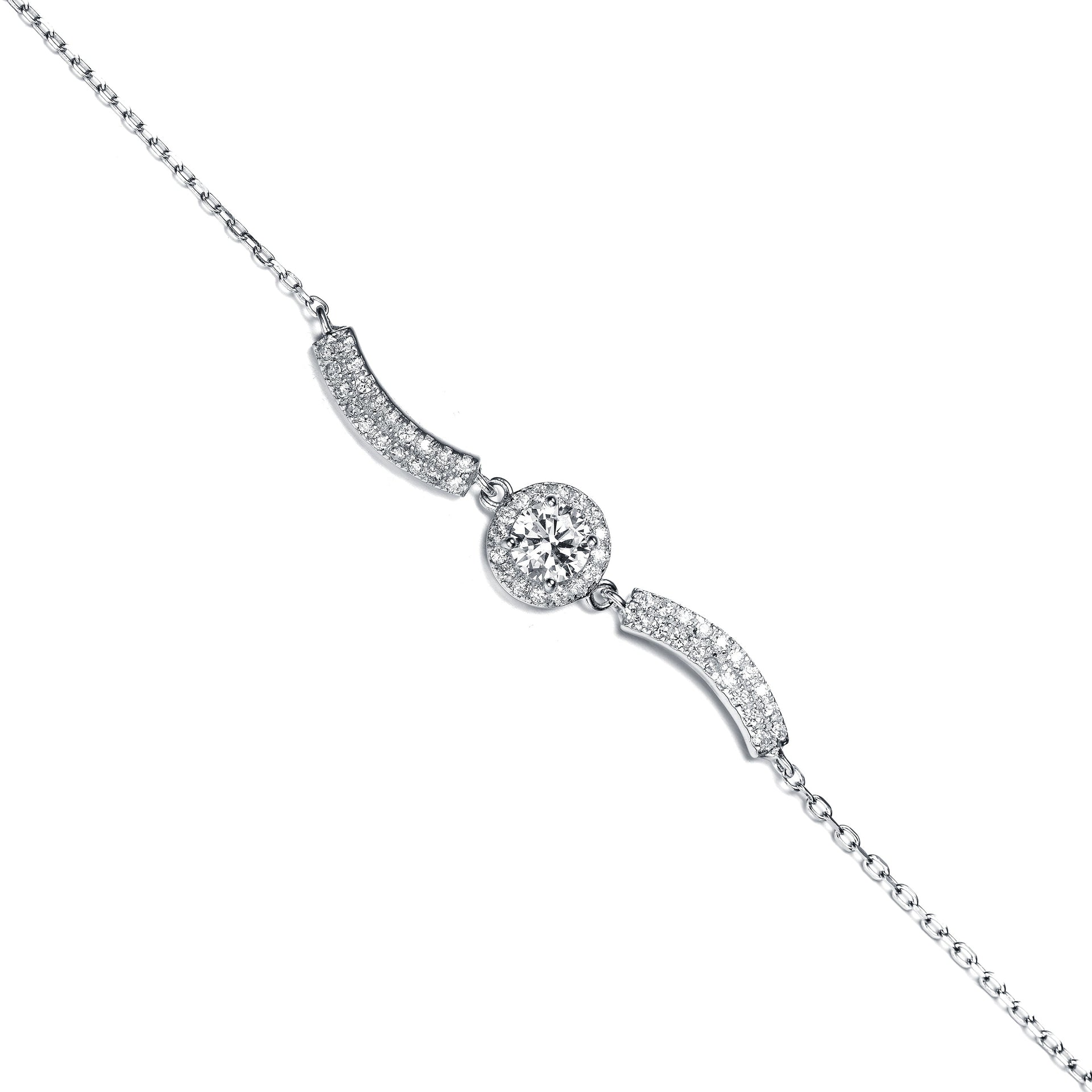 Sterling Silver Cubic Zirconia Adjustable Bracelet