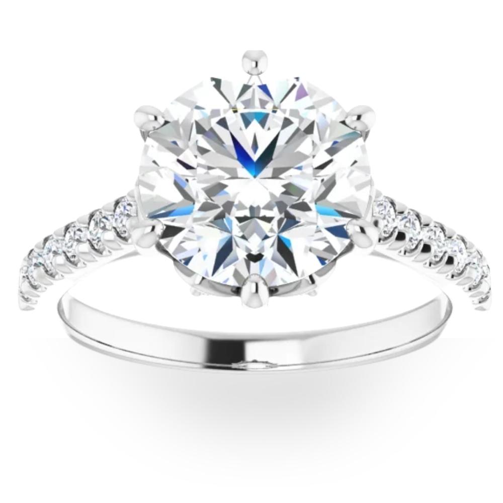 3.40Ct Round Diamond Engagement Ring Lab Grown in White or Yellow Gold