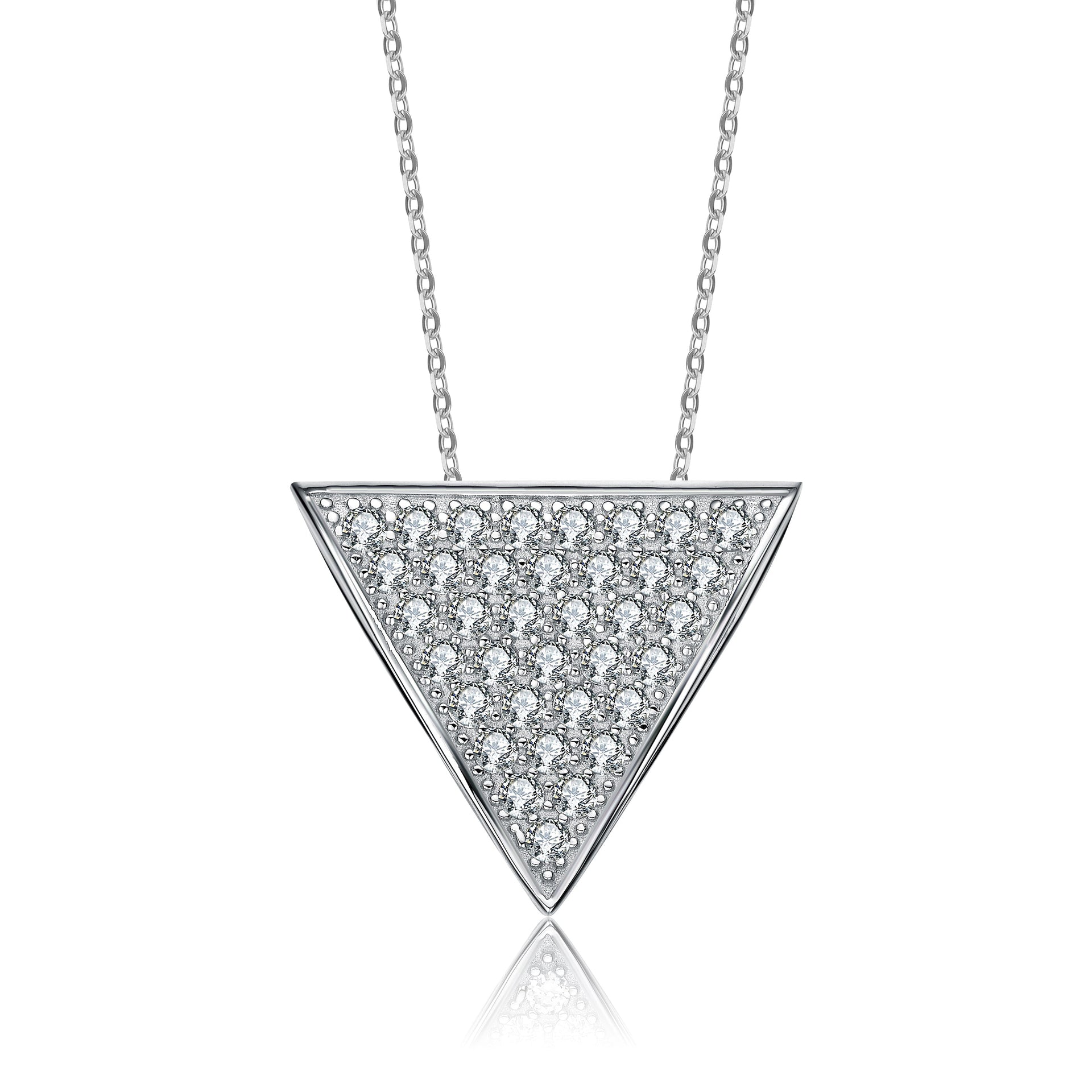 Sterling Silver Cubic Zirconia Reverse Triangle Necklace