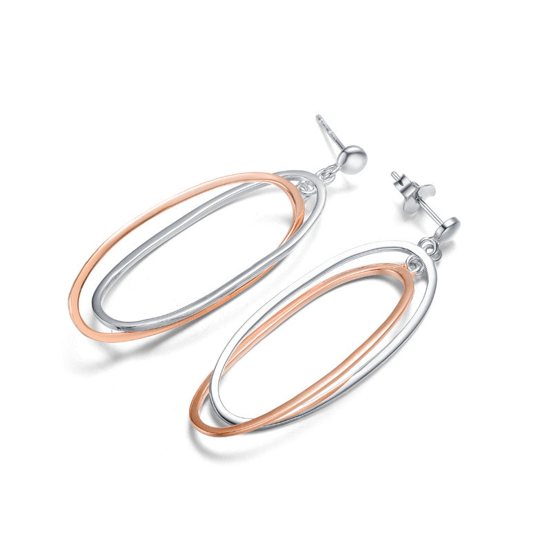 Sterling Silver Two-Tone Oval Earrings