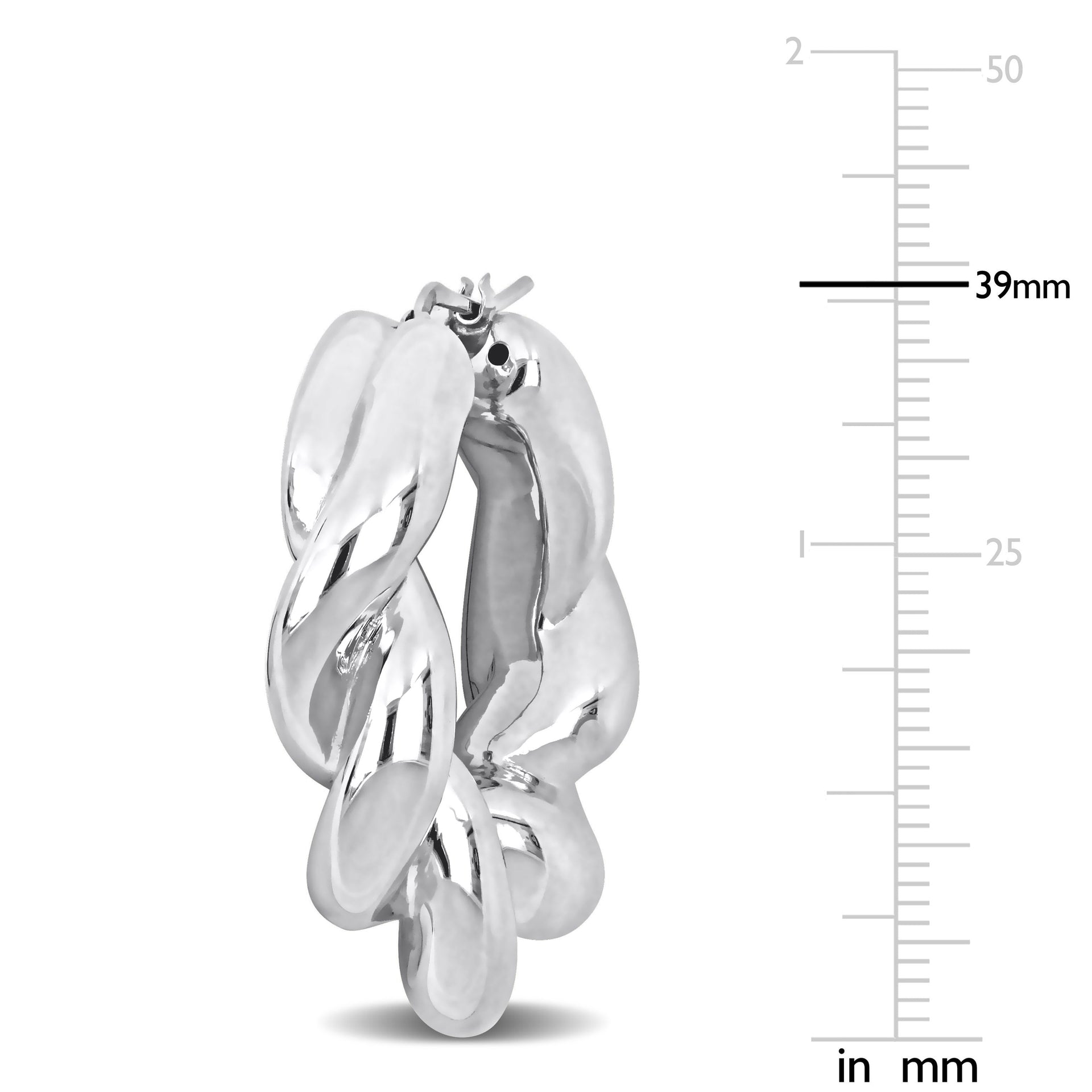 39 MM Twisted Hoop Earrings in Sterling Silver