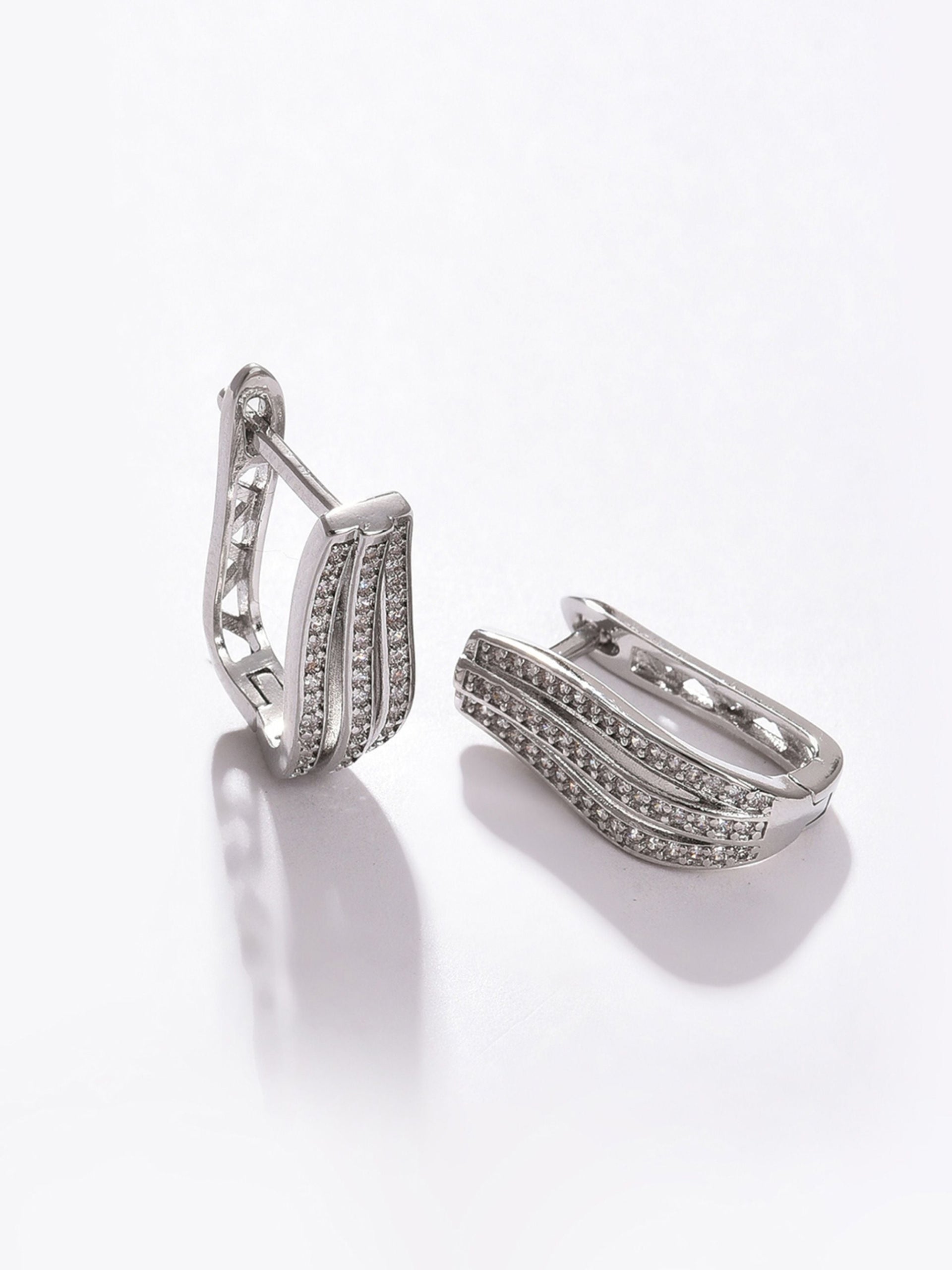 Silver-toned Contemporary Studs Earrings
