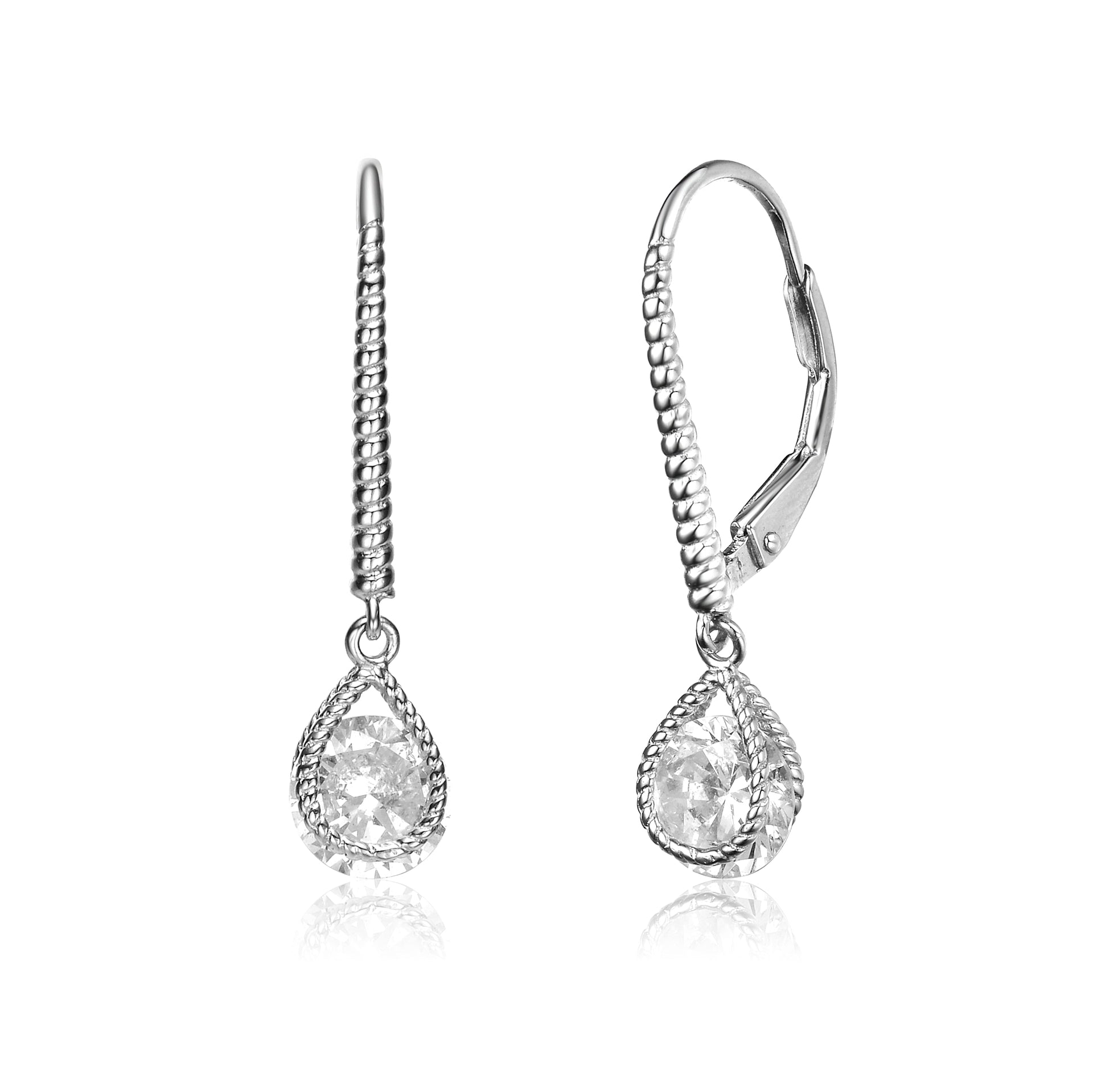 Sterling Silver Cubic Zirconia Dangle Earrings