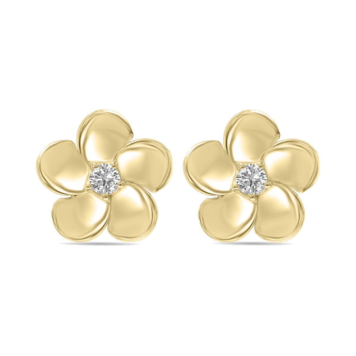 1/3 Ctw Lab Grown Diamond Flower Stud Earrings In 10K Yellow Gold F-G Color, Vs1- Vs2 Clarity