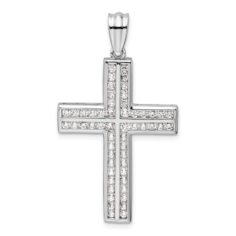 14K White Gold Lab Grown Diamond Double Cross Pendant (1ct VS G-H)