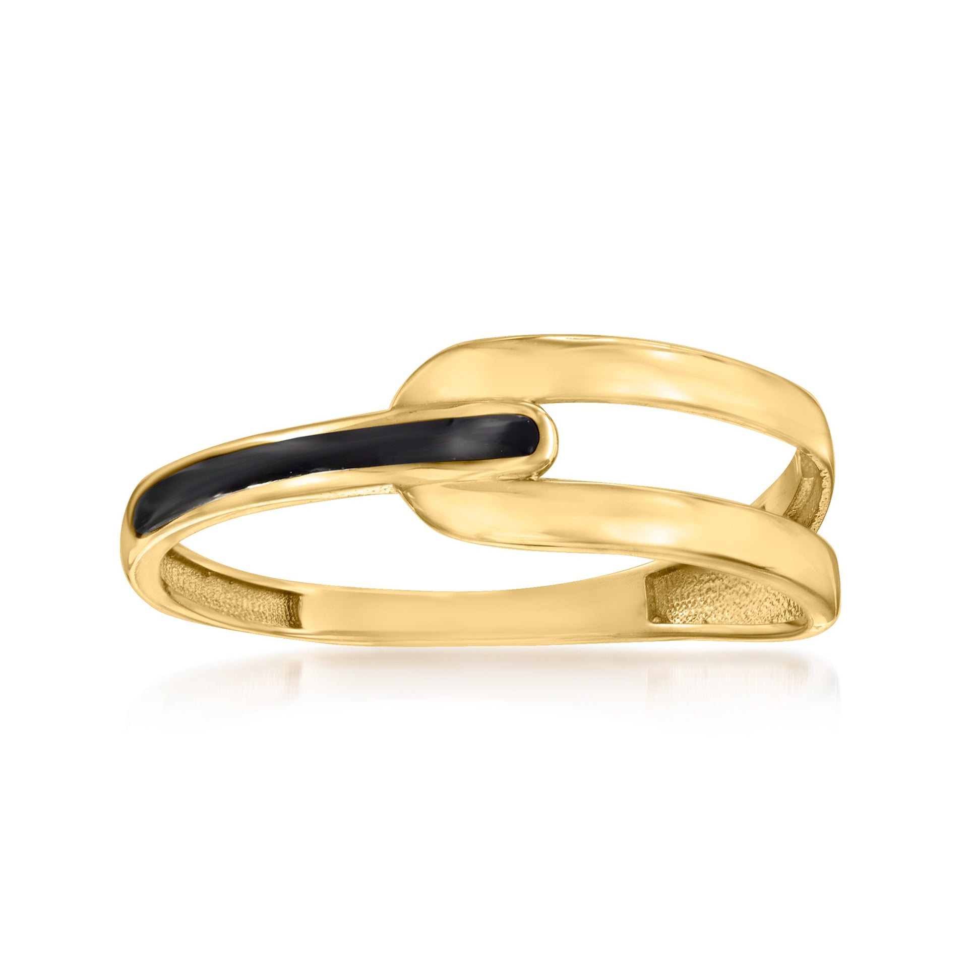 Canaria 10kt Yellow Gold Open-Space Ring With Black Enamel