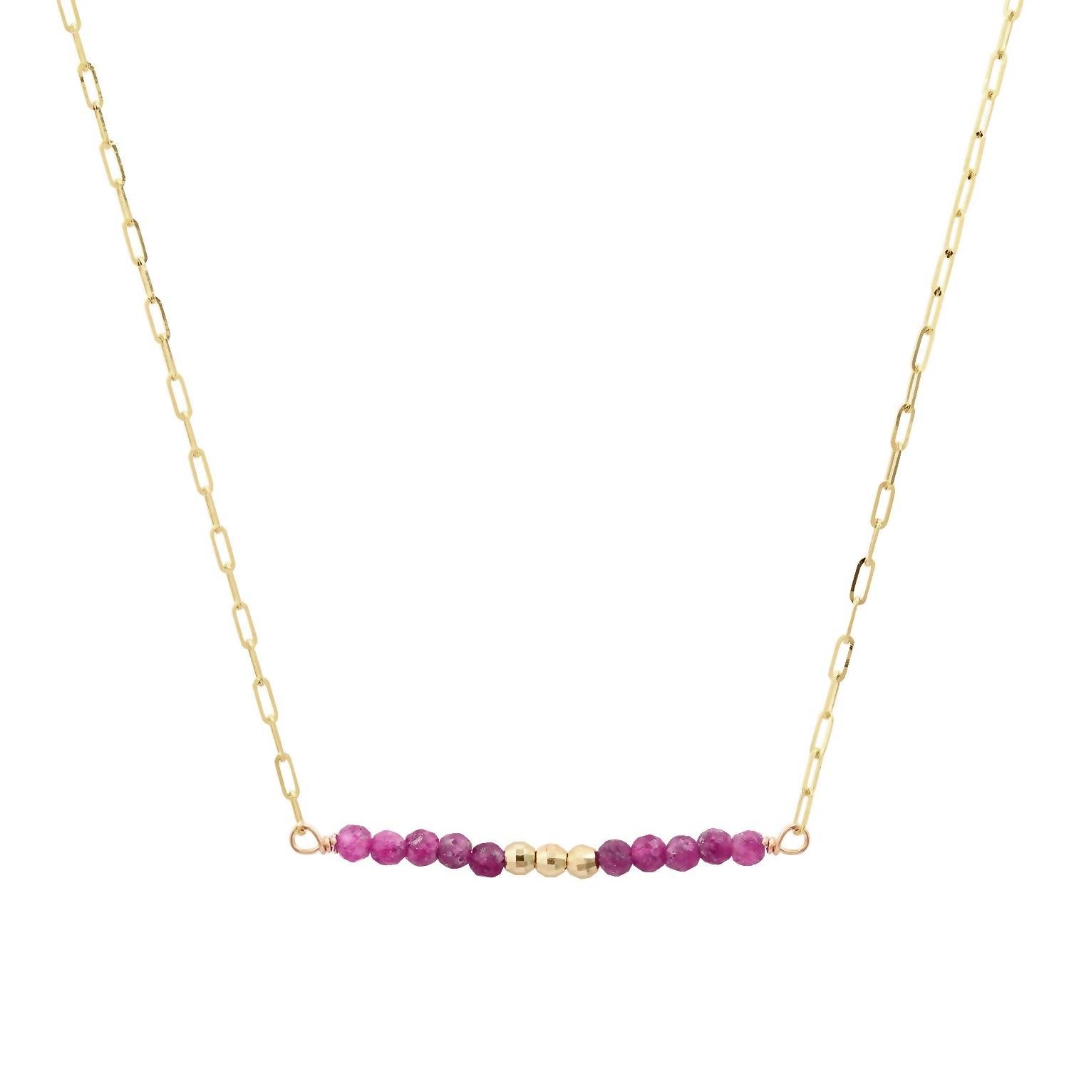 Women's Mini Healing Gem Bar Necklace In Gold/ruby