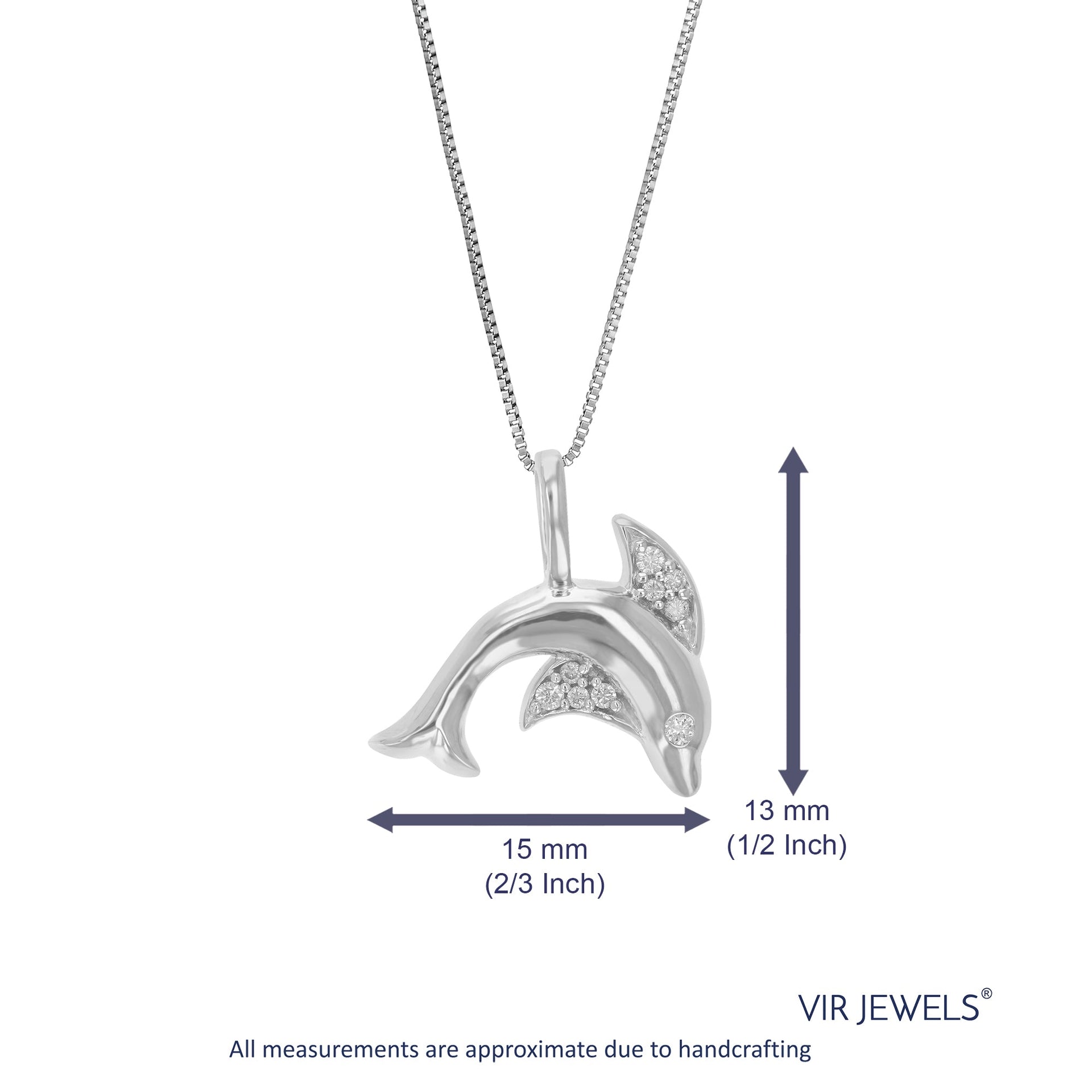 1/10 cttw Lab Grown Diamond Pendant Necklace .925 Sterling Silver 2/3 Inch With 18 Inch Chain For Women