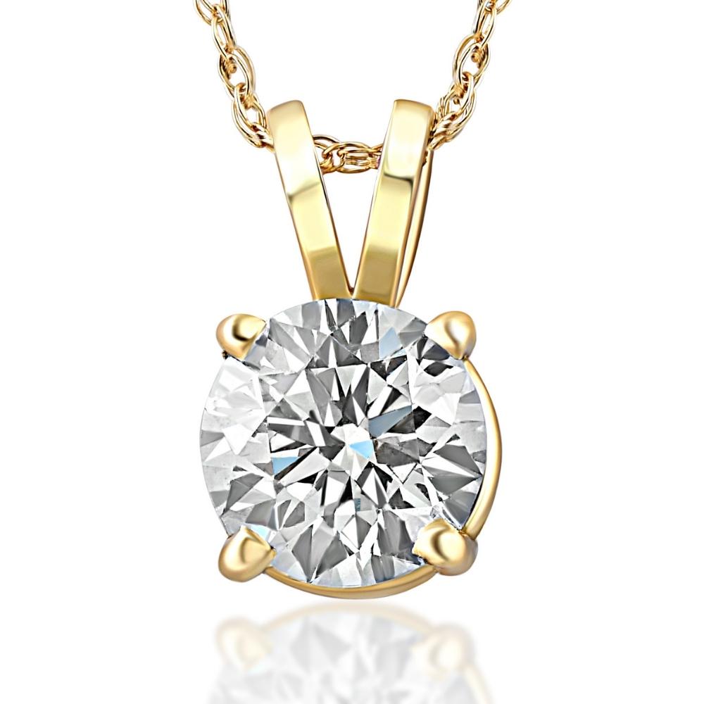 3/4ct Diamond Solitaire Pendant 14K Yellow Gold