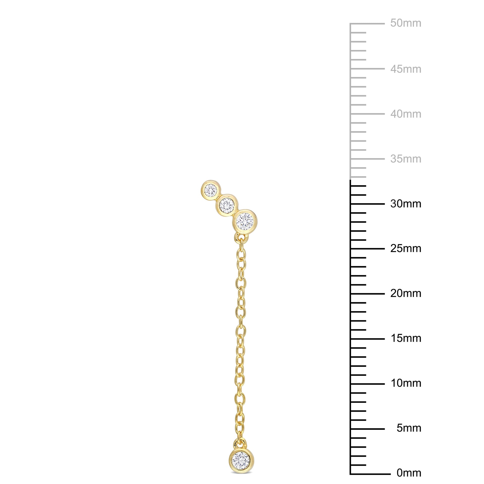 Created Forever 1/5ct TW Lab-Grown Diamond Dangle Earrings in 18k Yellow Gold Plated Sterling Silver