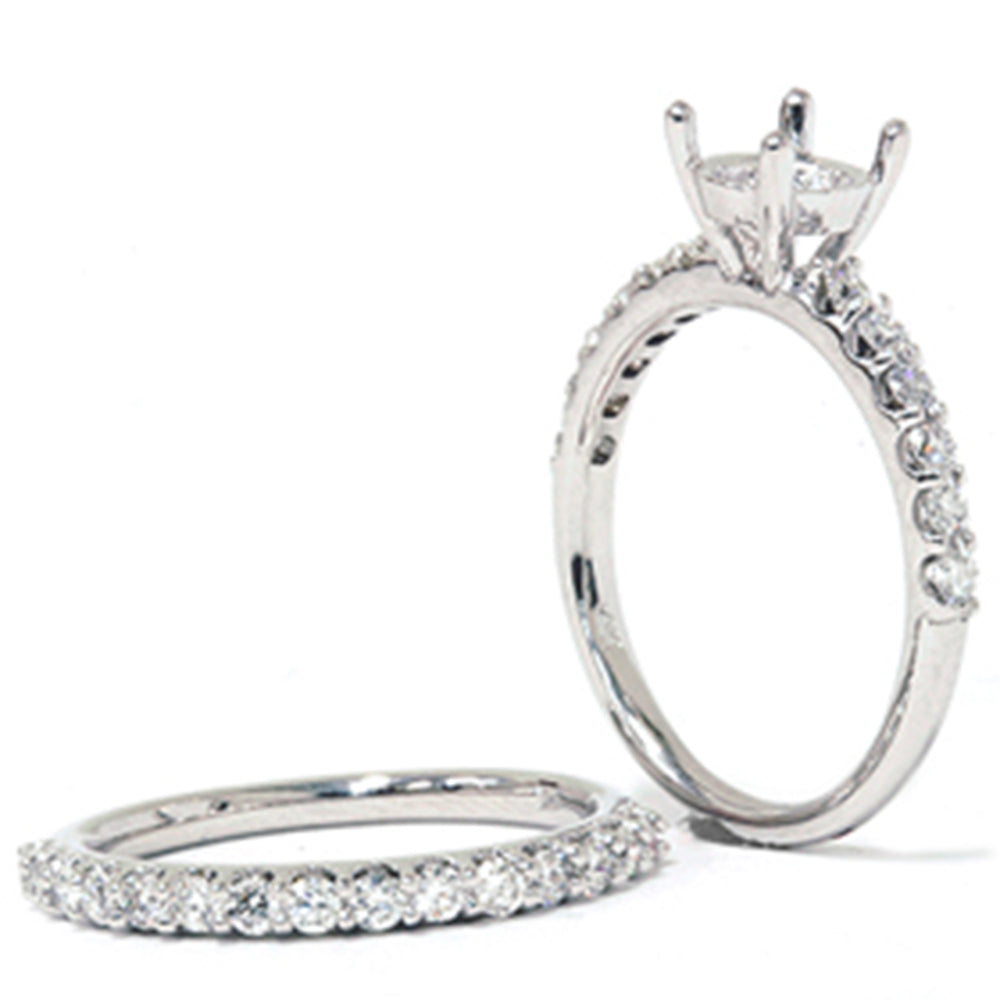 3/4ct Half Eternity Diamond Ring Set 14K White Gold