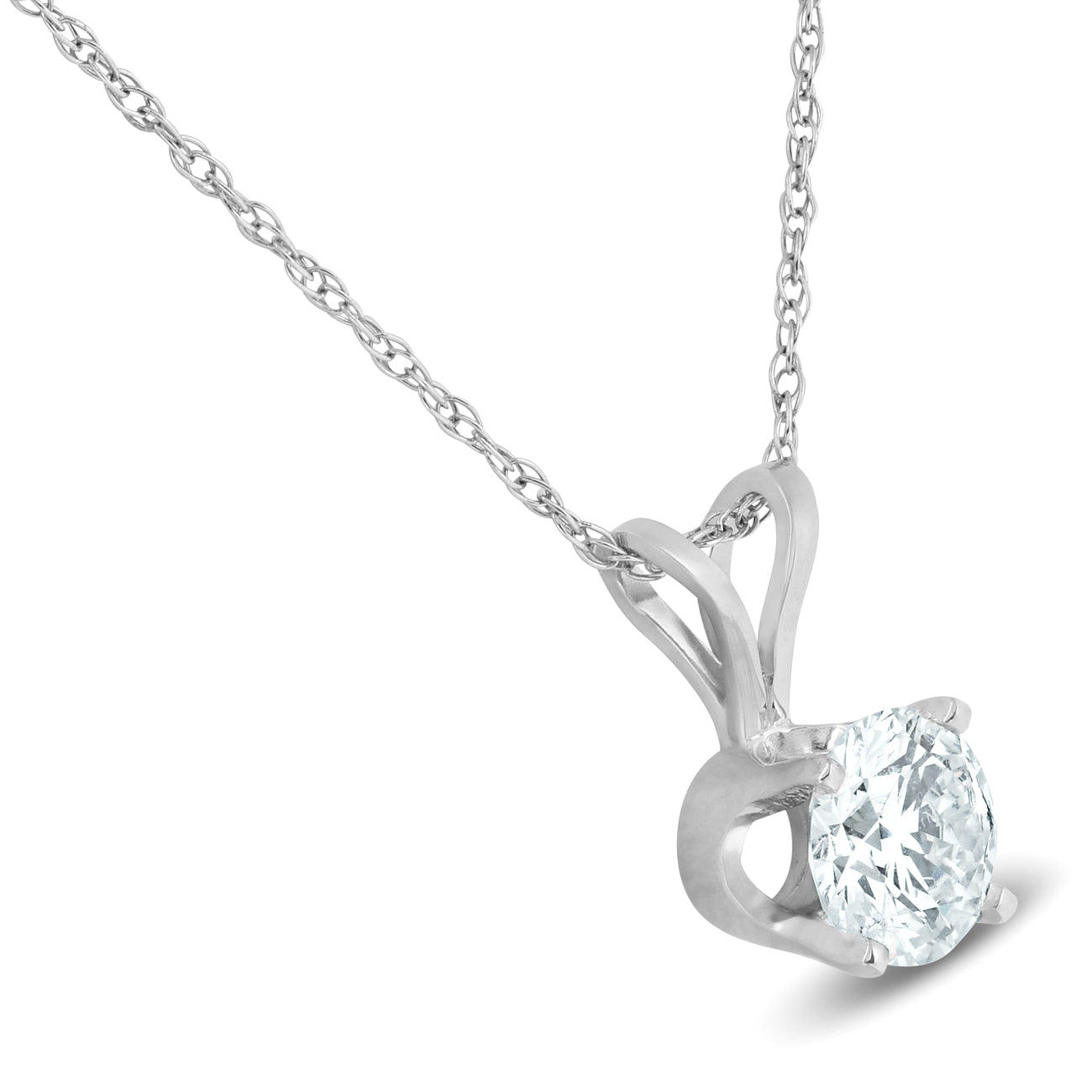 5/8 Ct Diamond Solitaire Pendant Necklace Available in 14k White or Yellow Gold