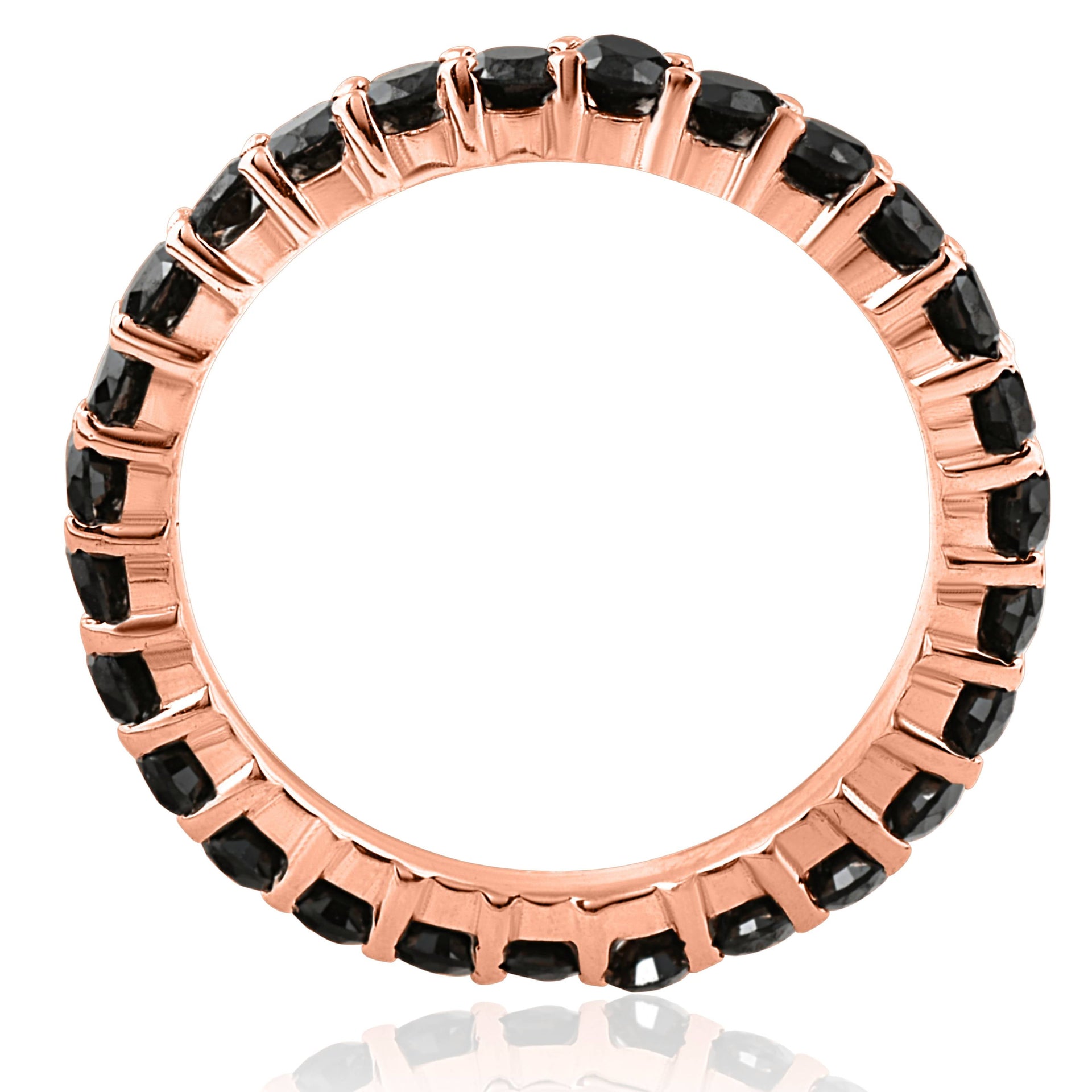 Black Diamond Eternity Ring 14K Rose Gold 1 1/2 Carat Women's Wedding Stackable