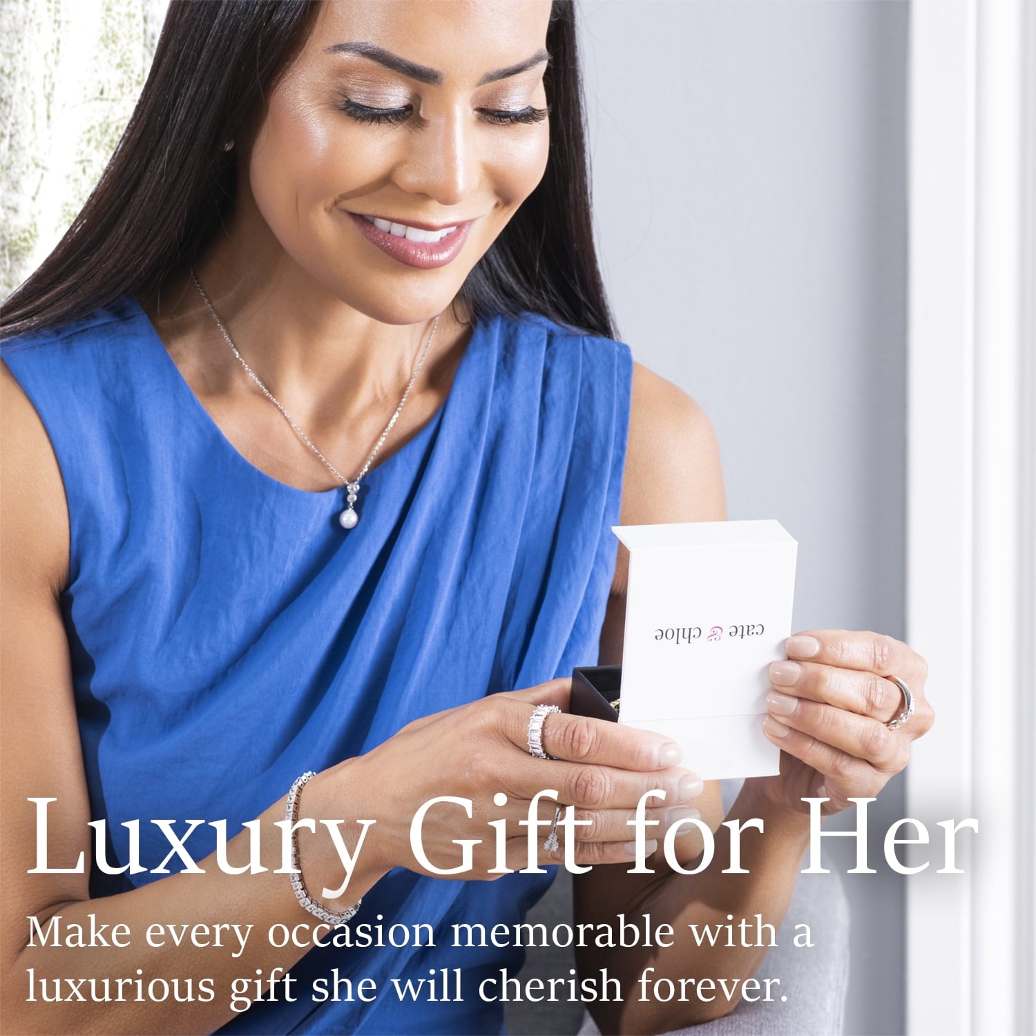 Molly 18k White Gold Plated Heart Necklace with Swarovski Crystals