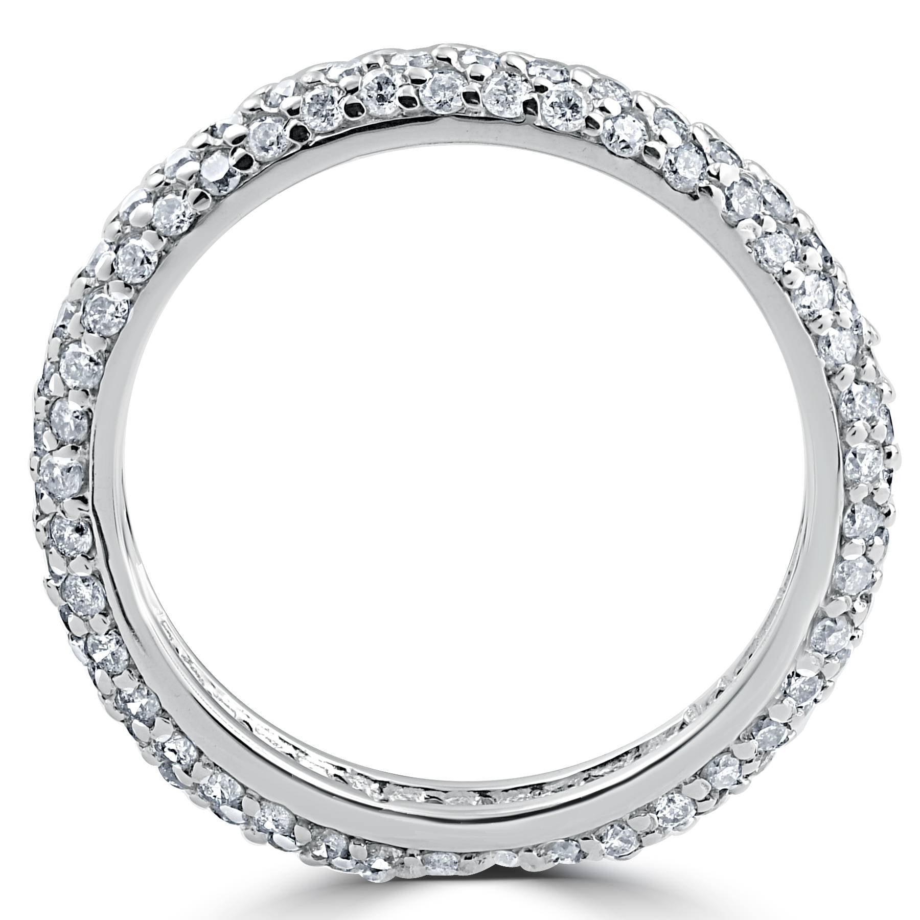1 1/10ct Pave Diamond Eternity Ring 14K White Gold