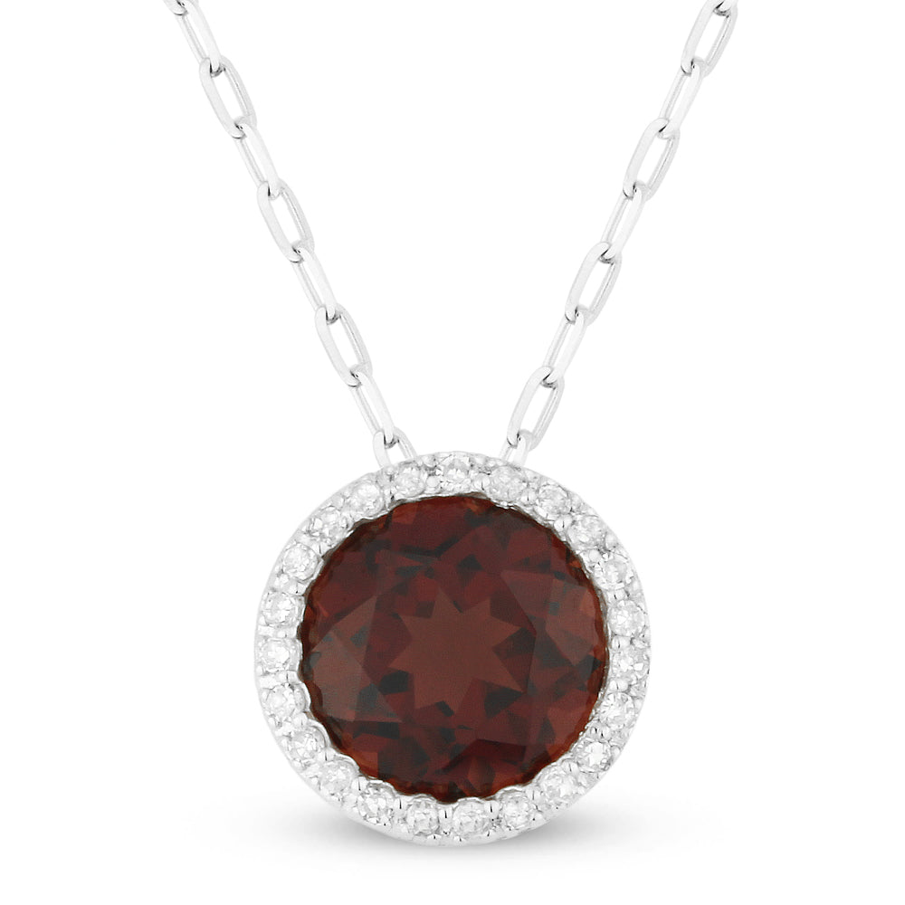 1.90ct Garnet 16' pendant Necklace In 14K White Gold