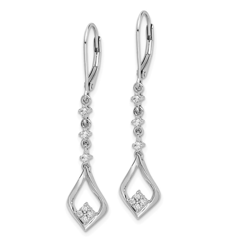 14k White Gold 1/5 CT Lab Grown Diamond Dangle Earrings Leverback
