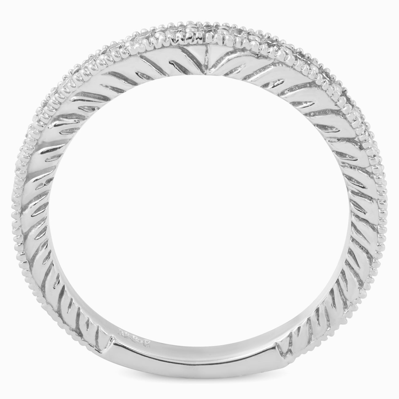 1/5ct Diamond Vintage Women's Wedding Ring Stackable 14k White Gold Band