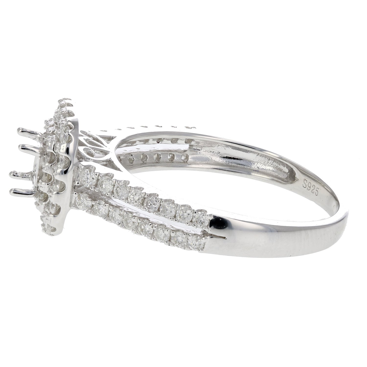 2/3 cttw Diamond Semi Mount Engagement Ring .925 Sterling Silver