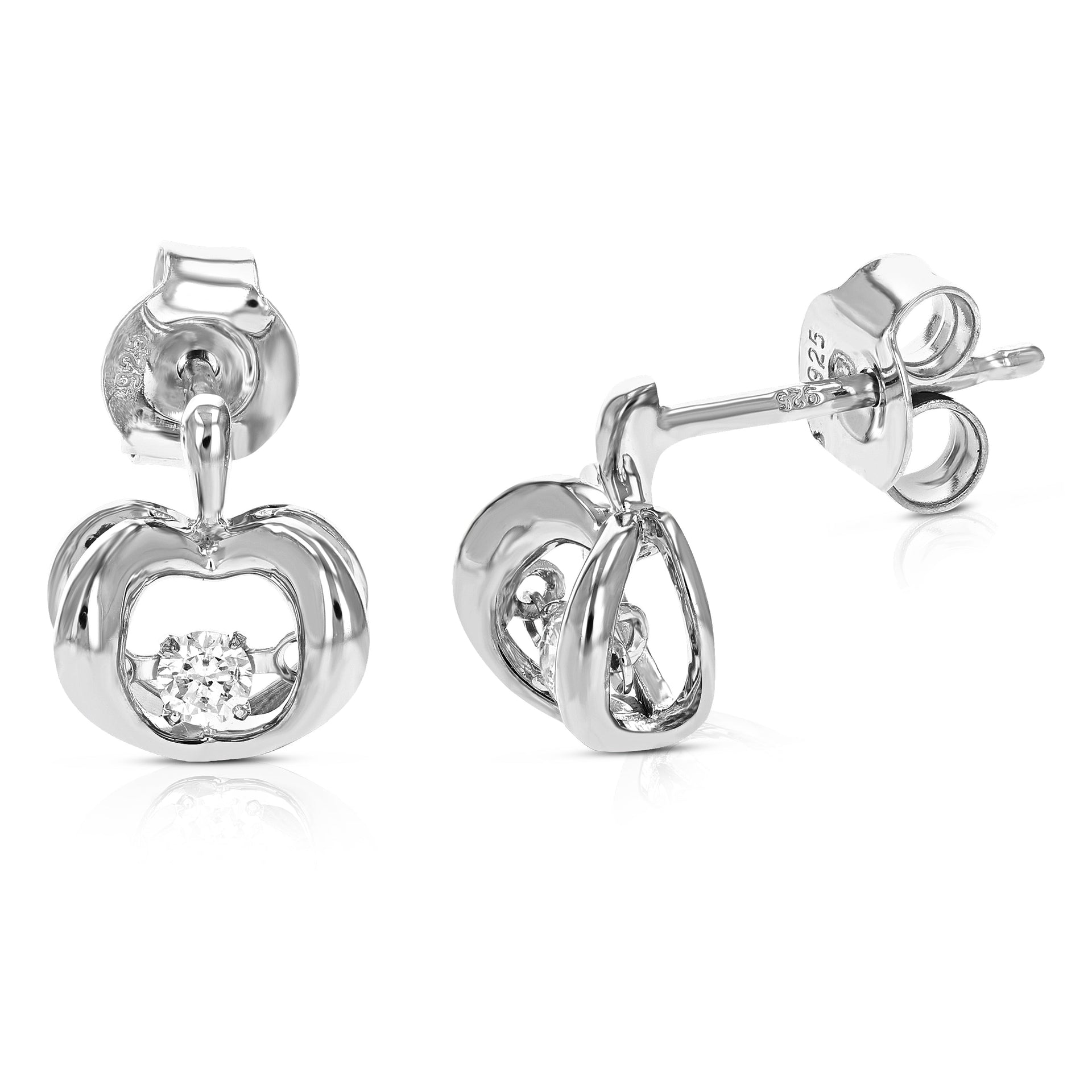 1/8 cttw Round Lab Grown Diamond Dangle Earrings .925 Sterling Silver Prong Set 2/5 Inch