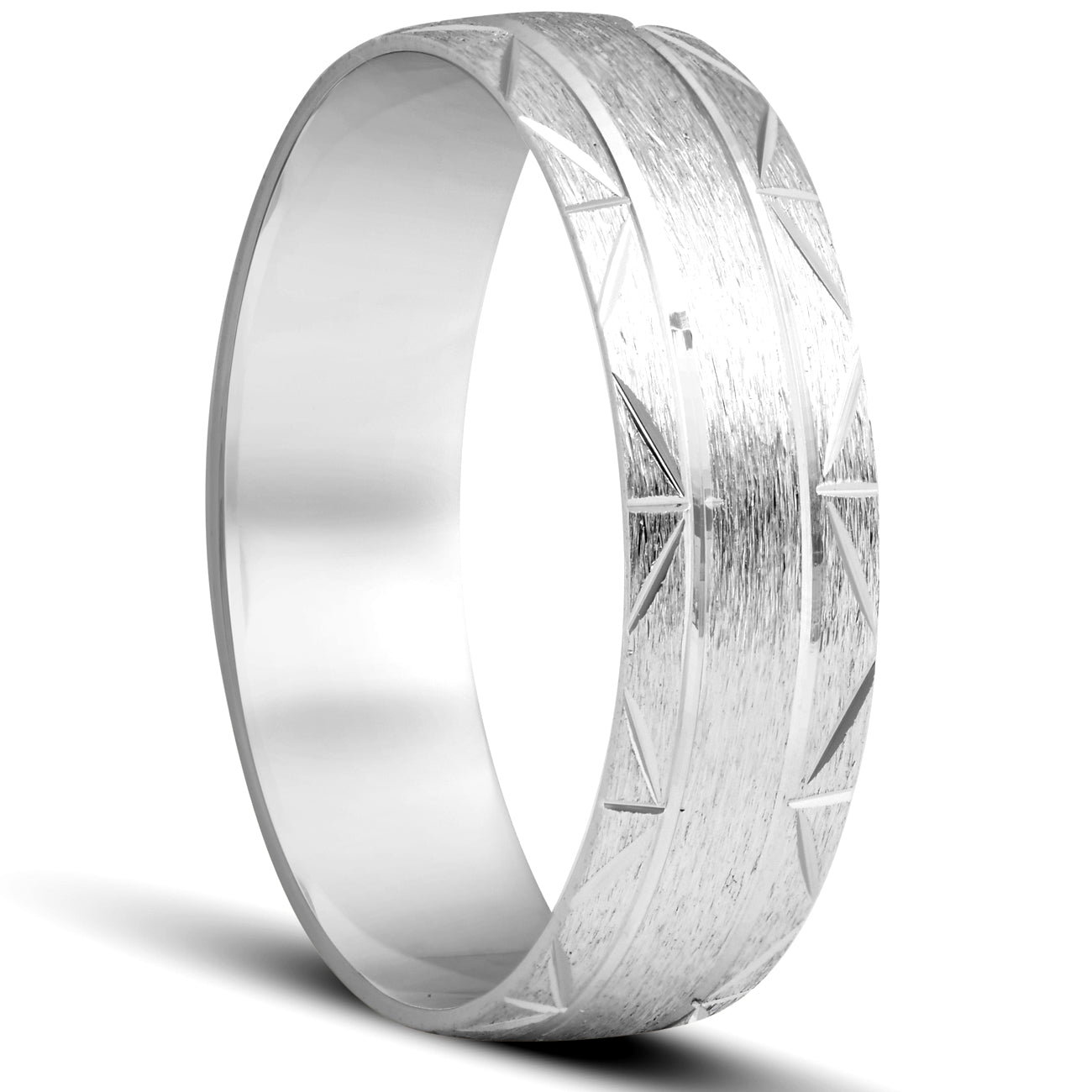 Brushed Wedding Band 14K White Gold Size Selectable