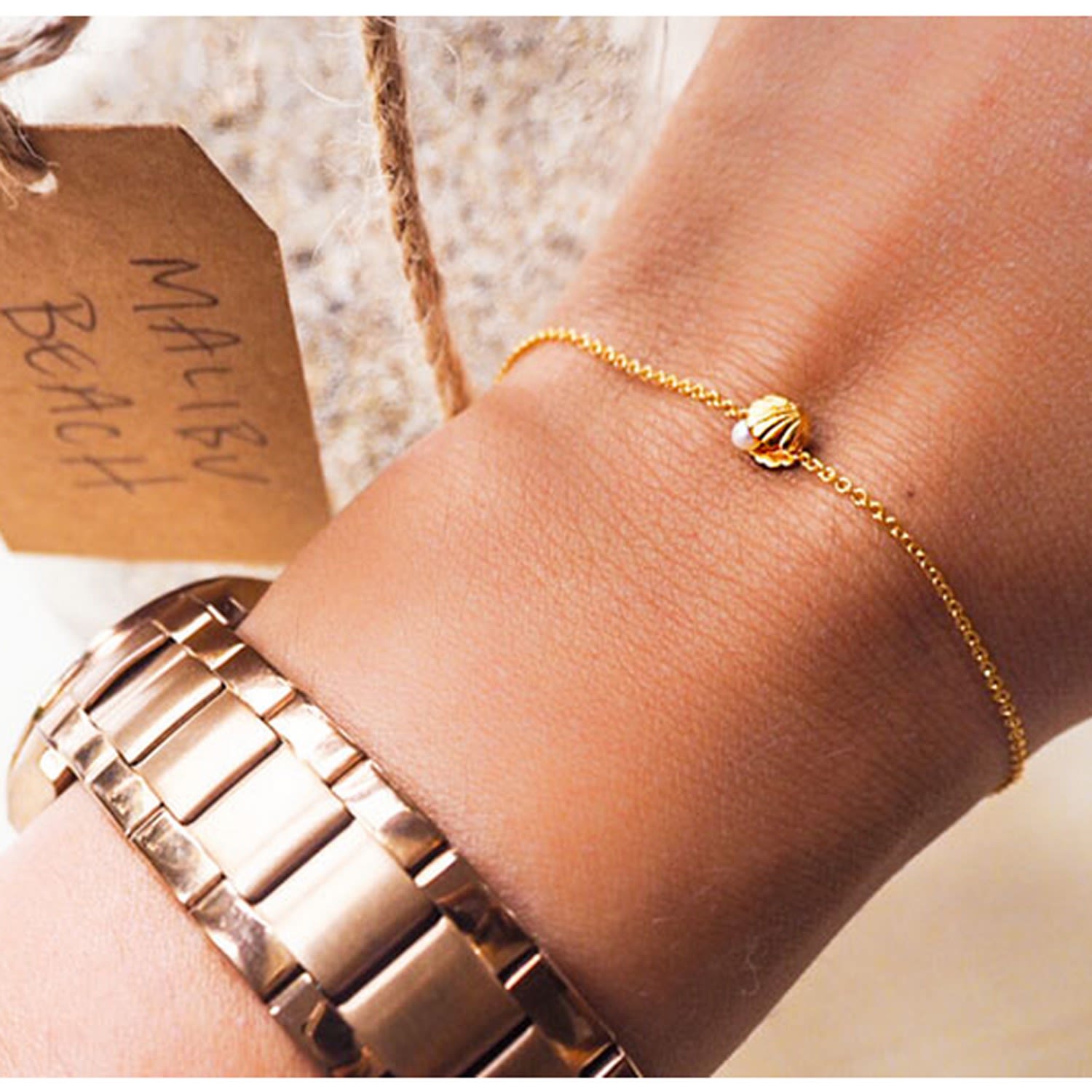 Mini Shell & Pearl Bracelet - Gold