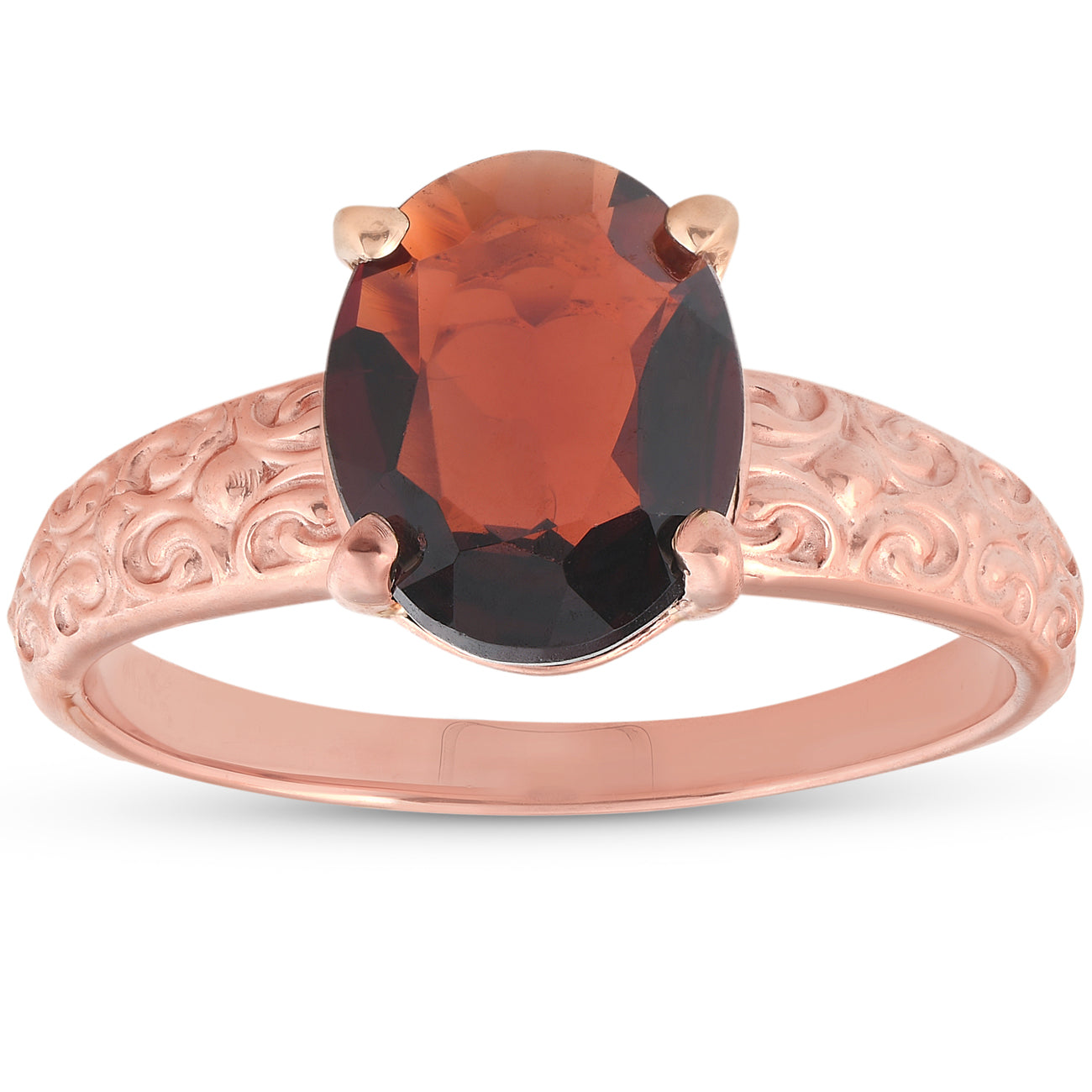 2 CT Oval Garnet Vintage Engagement Ring 10K Rose Gold