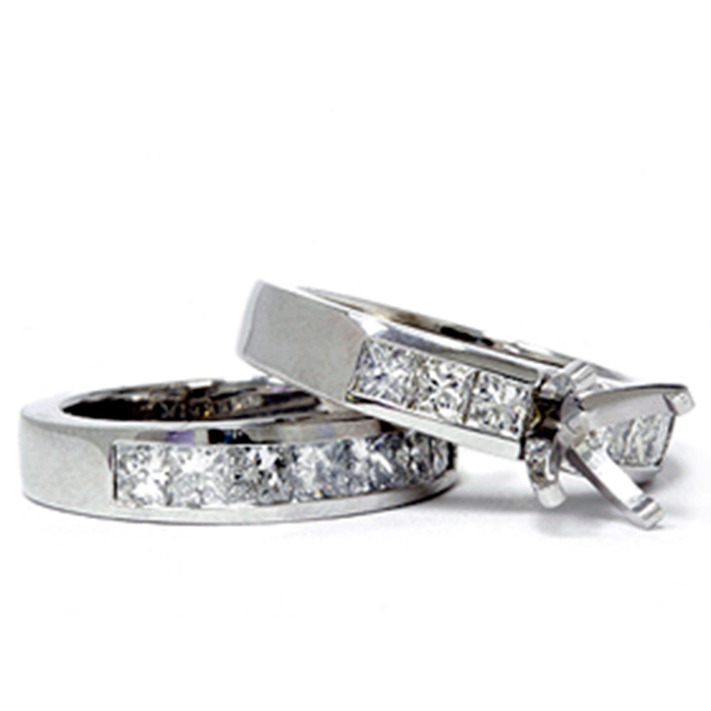 1 3/4ct Princess Cut Diamond Engagement Ring Setting 14K