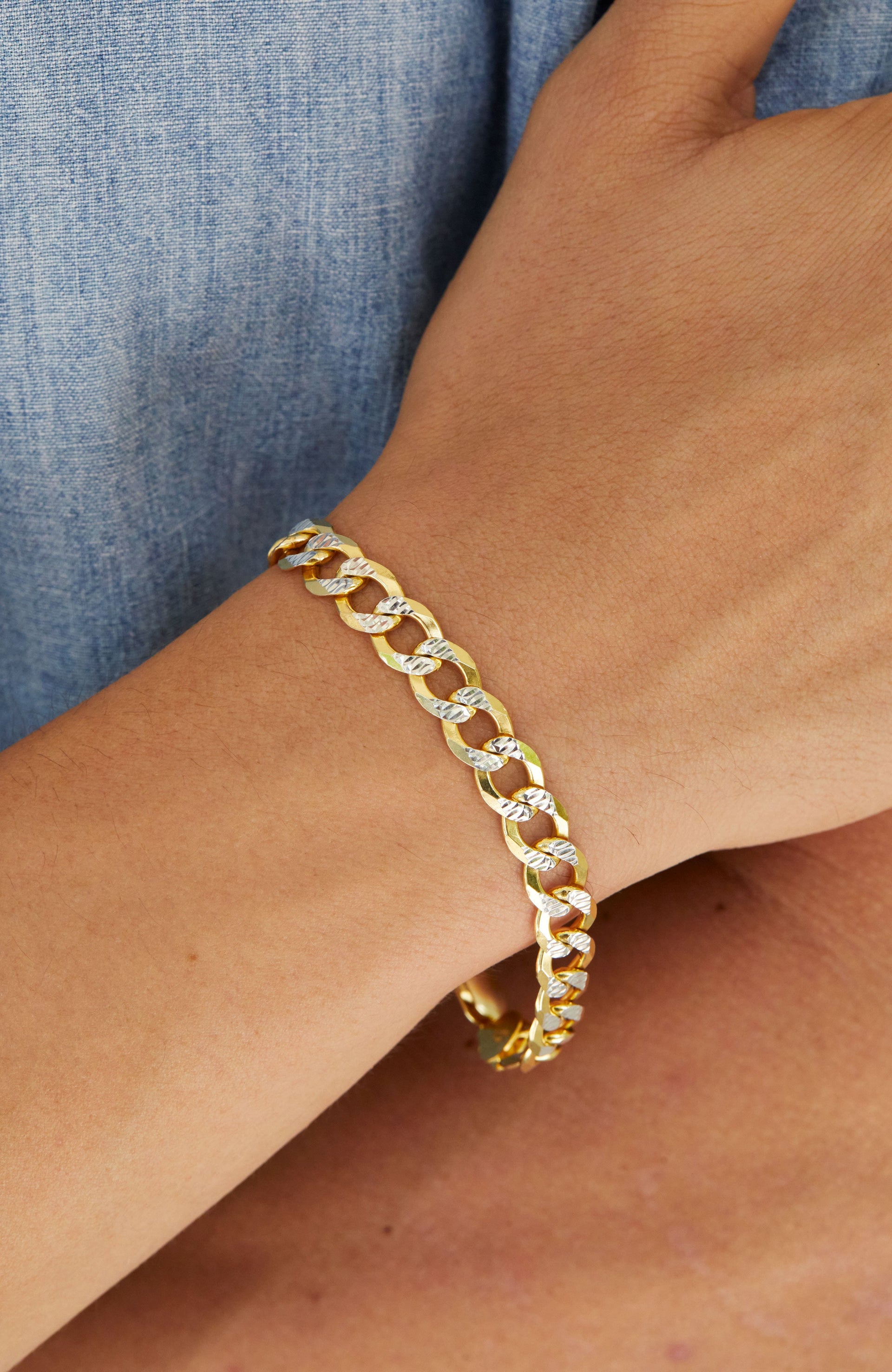 18K GOLD VERMEIL DIAMOND CUT BRACELET 7'