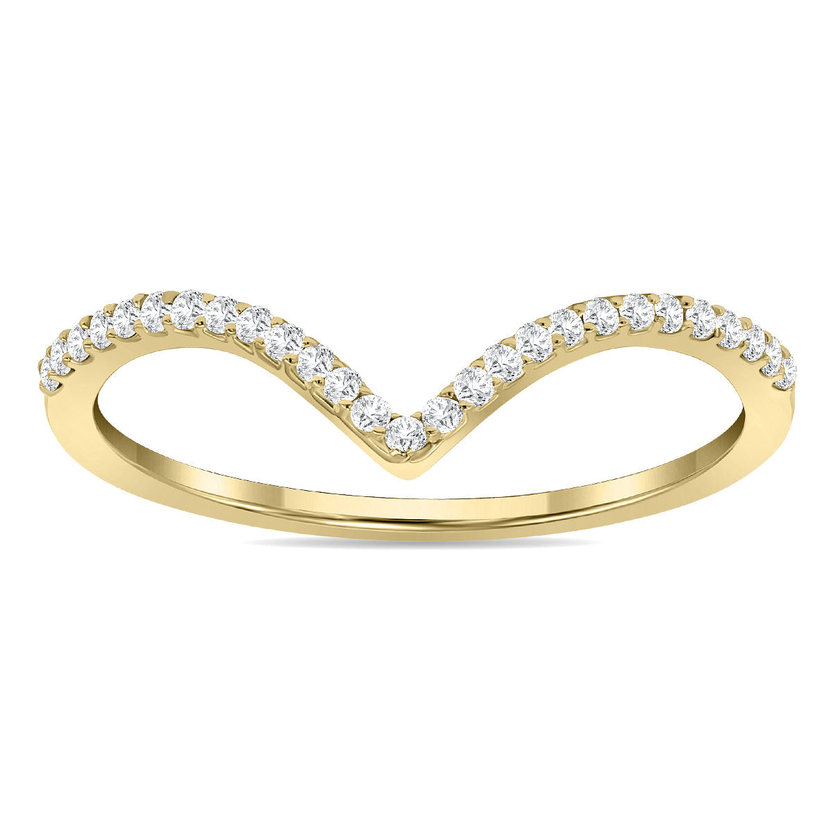 1/8 Carat TW Diamond V Ring In 14K Yellow Gold