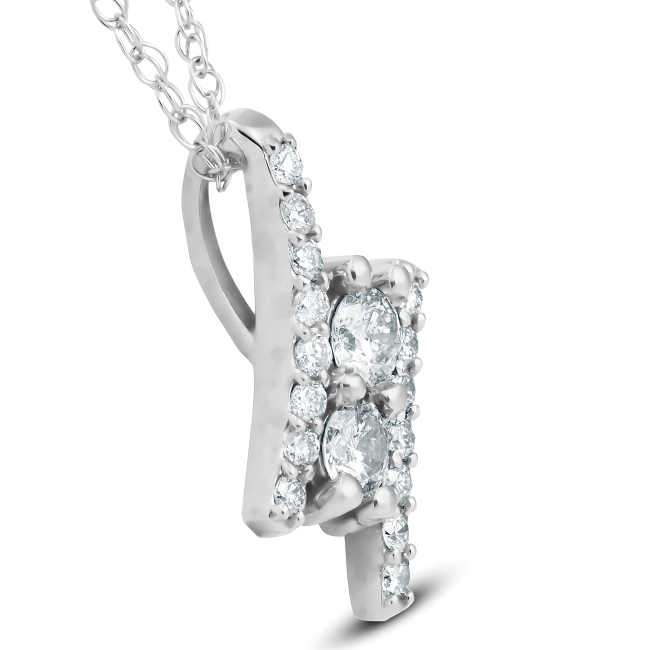 1/2 CT Forever Us Two Stone Diamond Pendant 14K White Gold 3/4' Tall