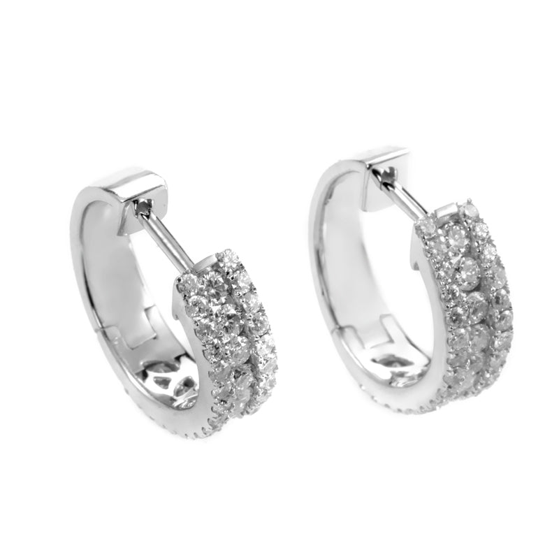 14K White Gold 1.00 ct Diamond Hoop Earrings