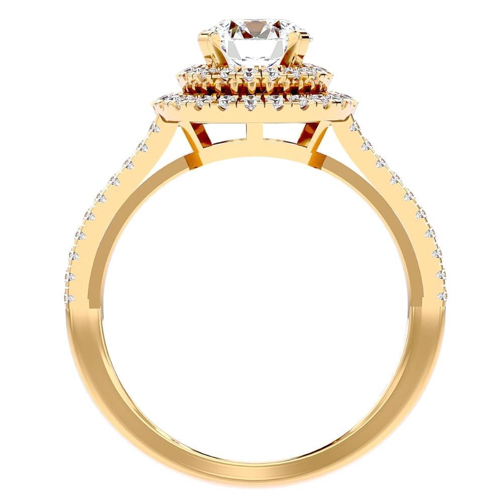 1 1/2 ct Moissanite & Diamond Double Halo Engagement Ring White Yellow Rose Gold