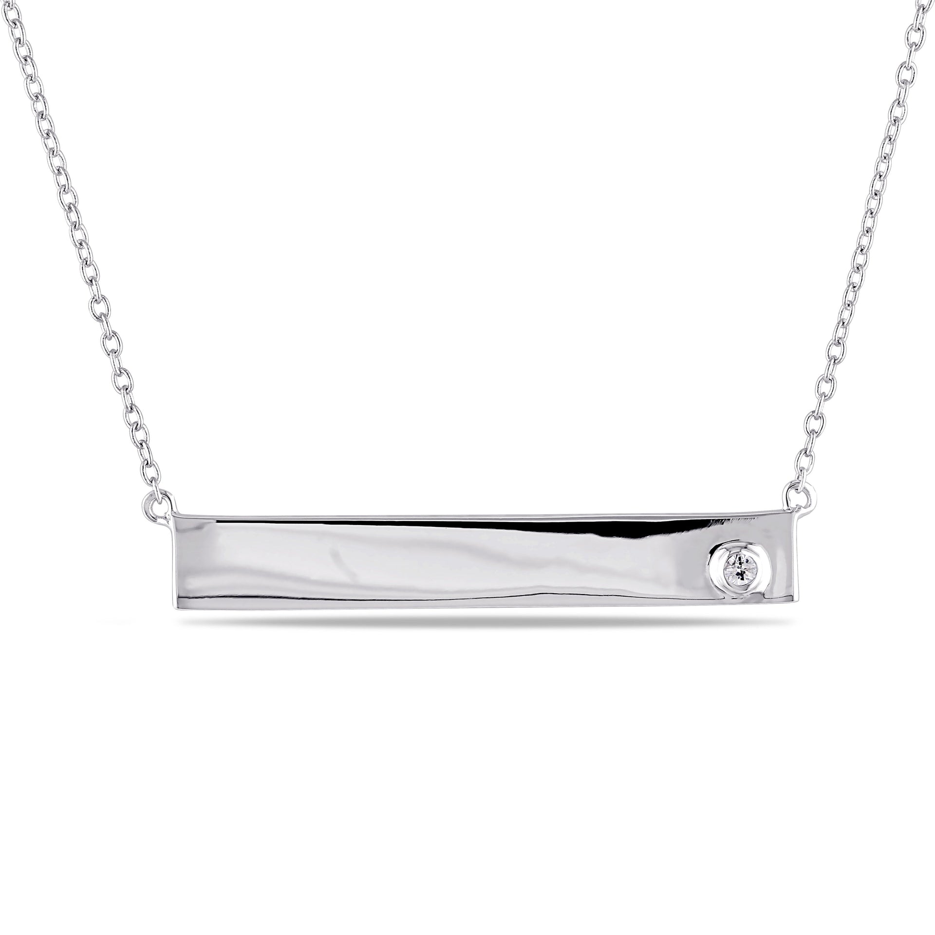 Mimi & Max White Sapphire Linear Necklace in Sterling Silver