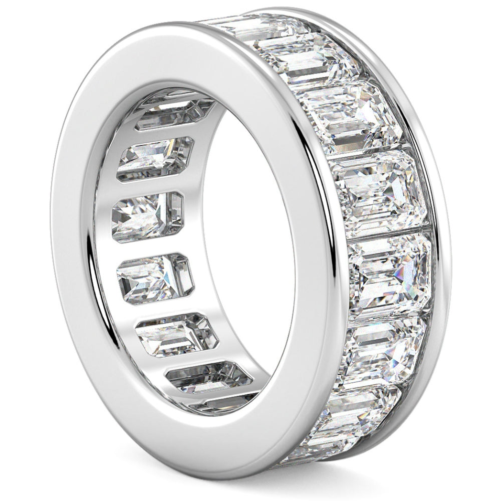 11 1/2 CT Emerald Cut Diamond Eternity Ring Channel Set 14k Gold Lab Grown