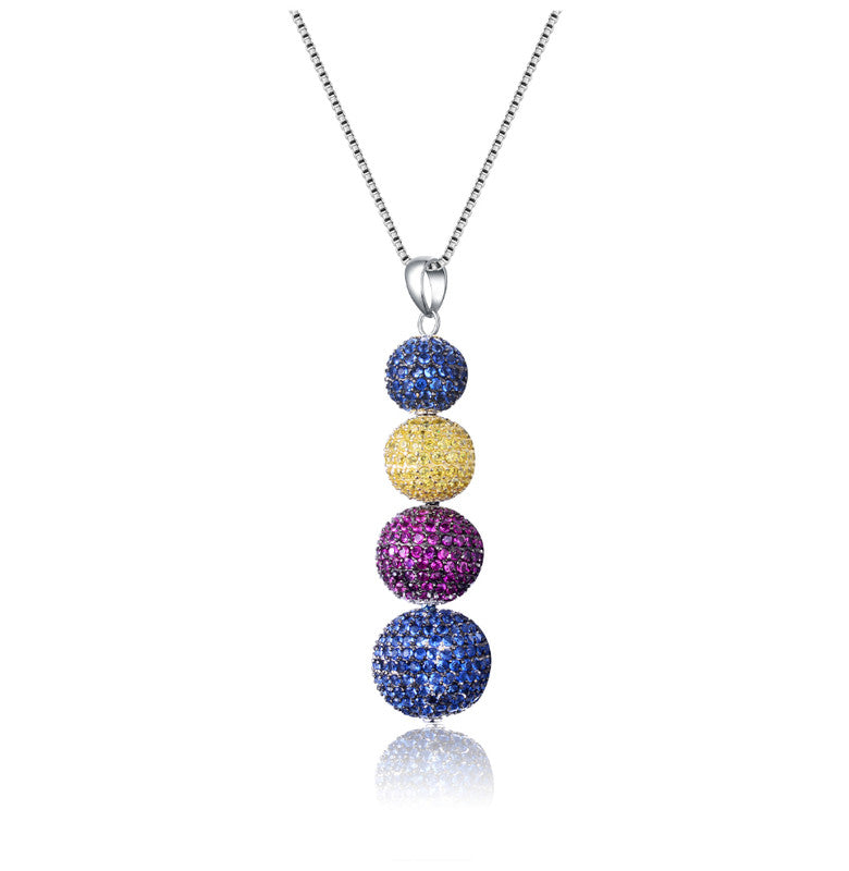 Sterling Silver Multi Cubic Zirconia Stacked Necklace