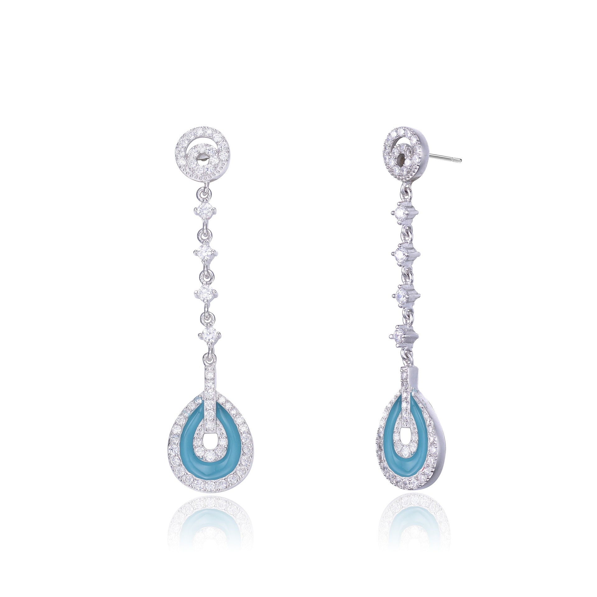Sterling Silver Topaz Cubic Zirconia Drop Earrings