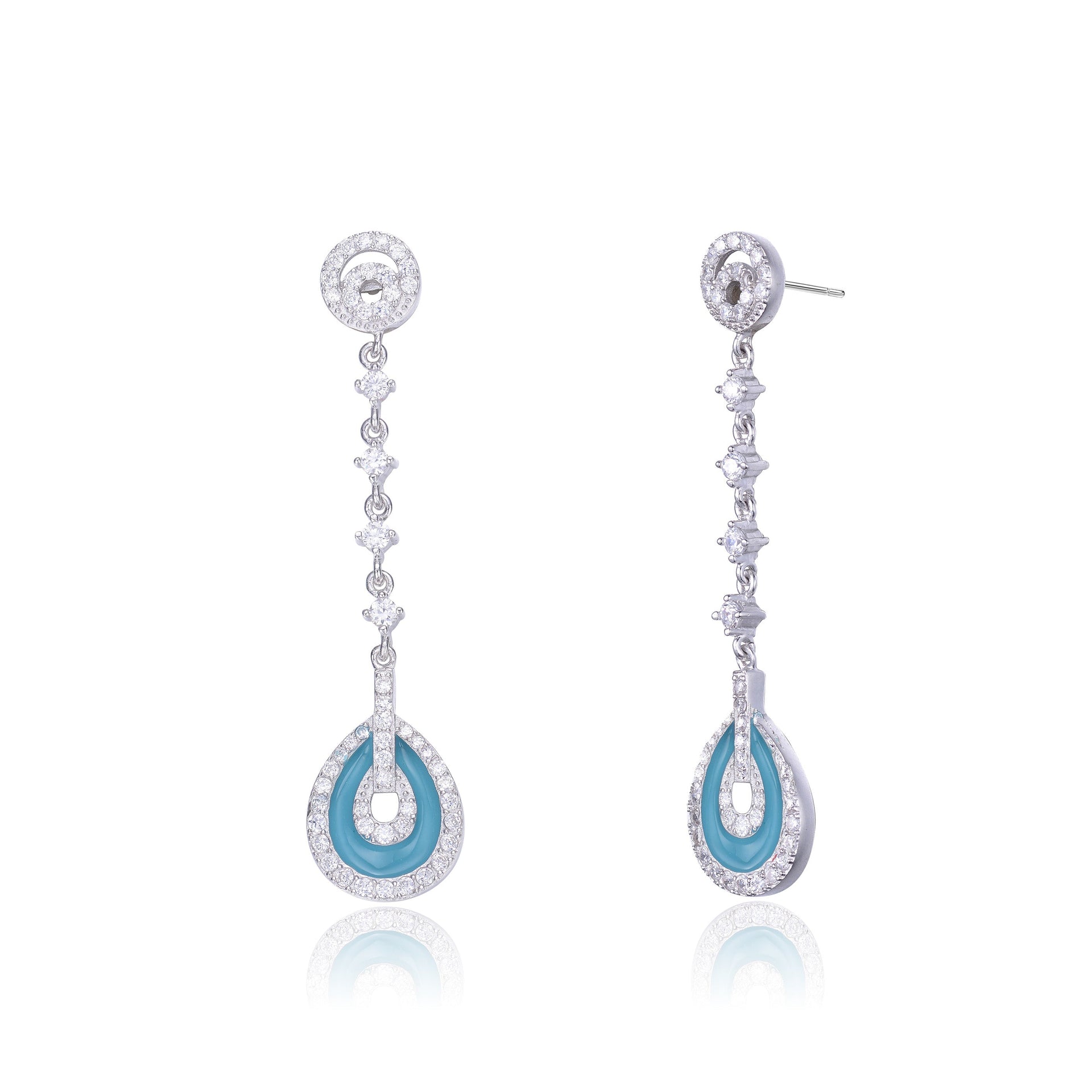 Sterling Silver Topaz Cubic Zirconia Drop Earrings