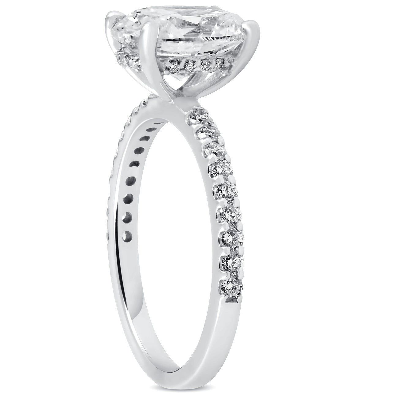 Certified 3 1/2Ct Oval Diamond Engagement Ring Side Halo Lab Grown White Gold