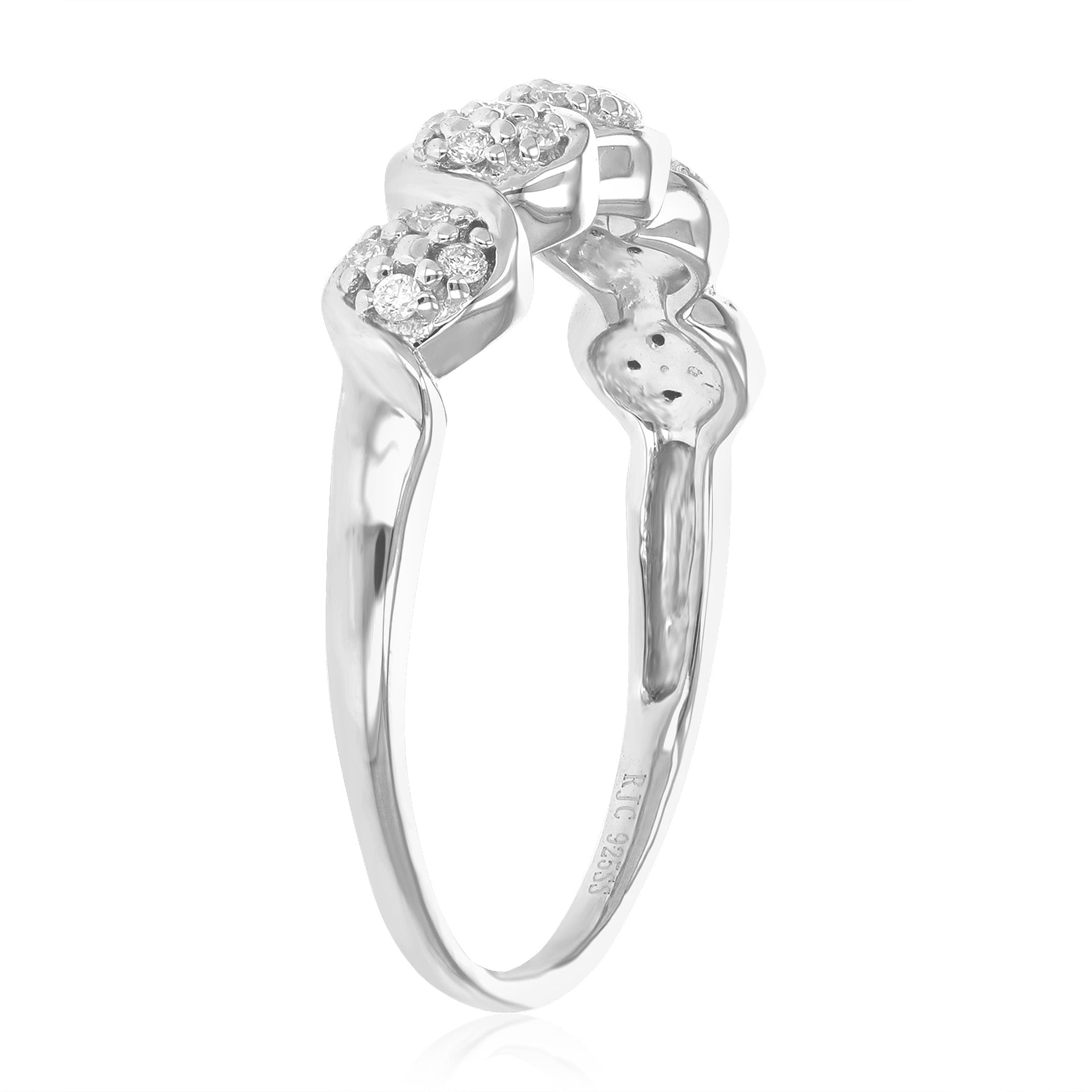 1/8 cttw Round Cut Lab Grown Diamond Engagement Ring .925 Sterling Silver Prong Set