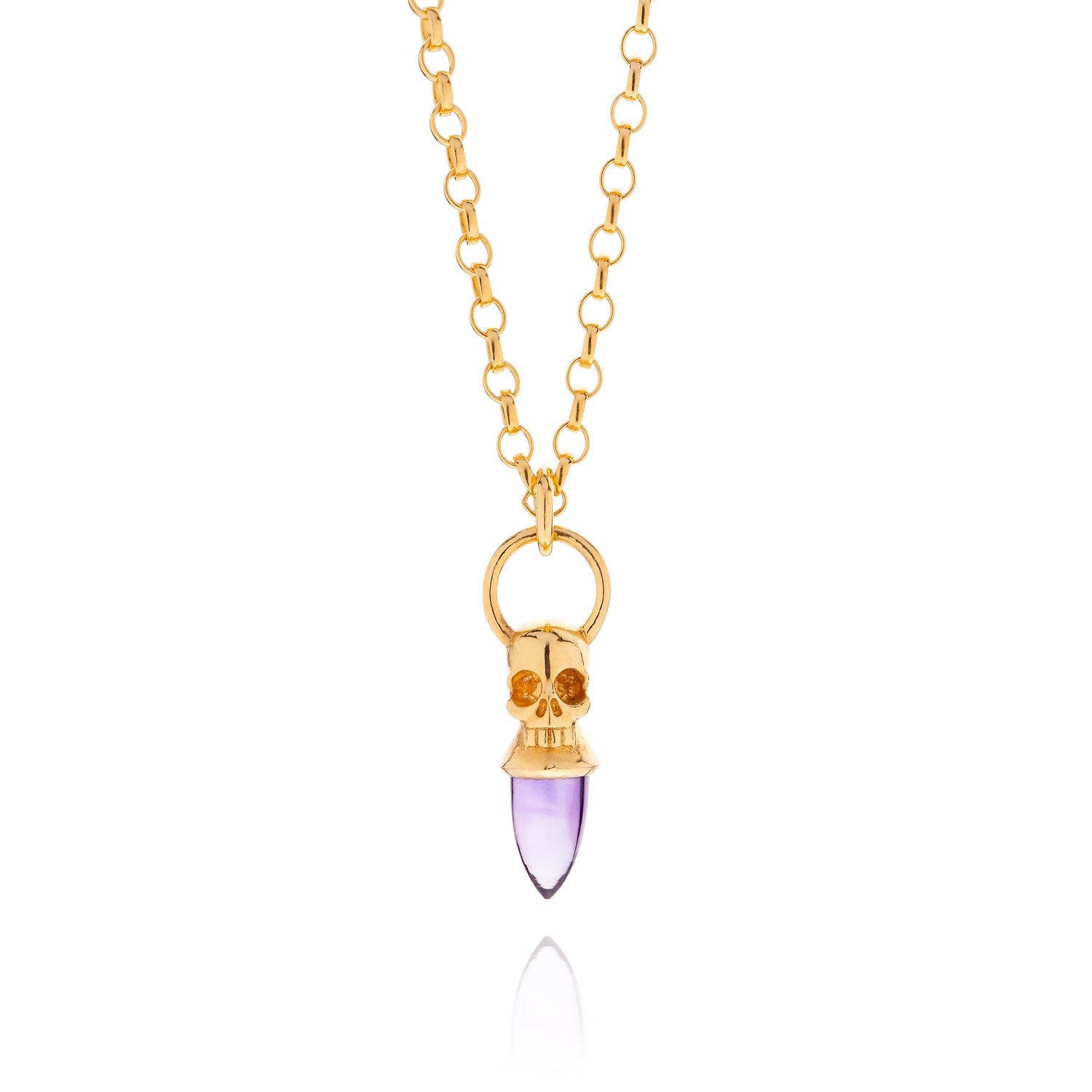 Skull Necklace - Amethyst & Gold