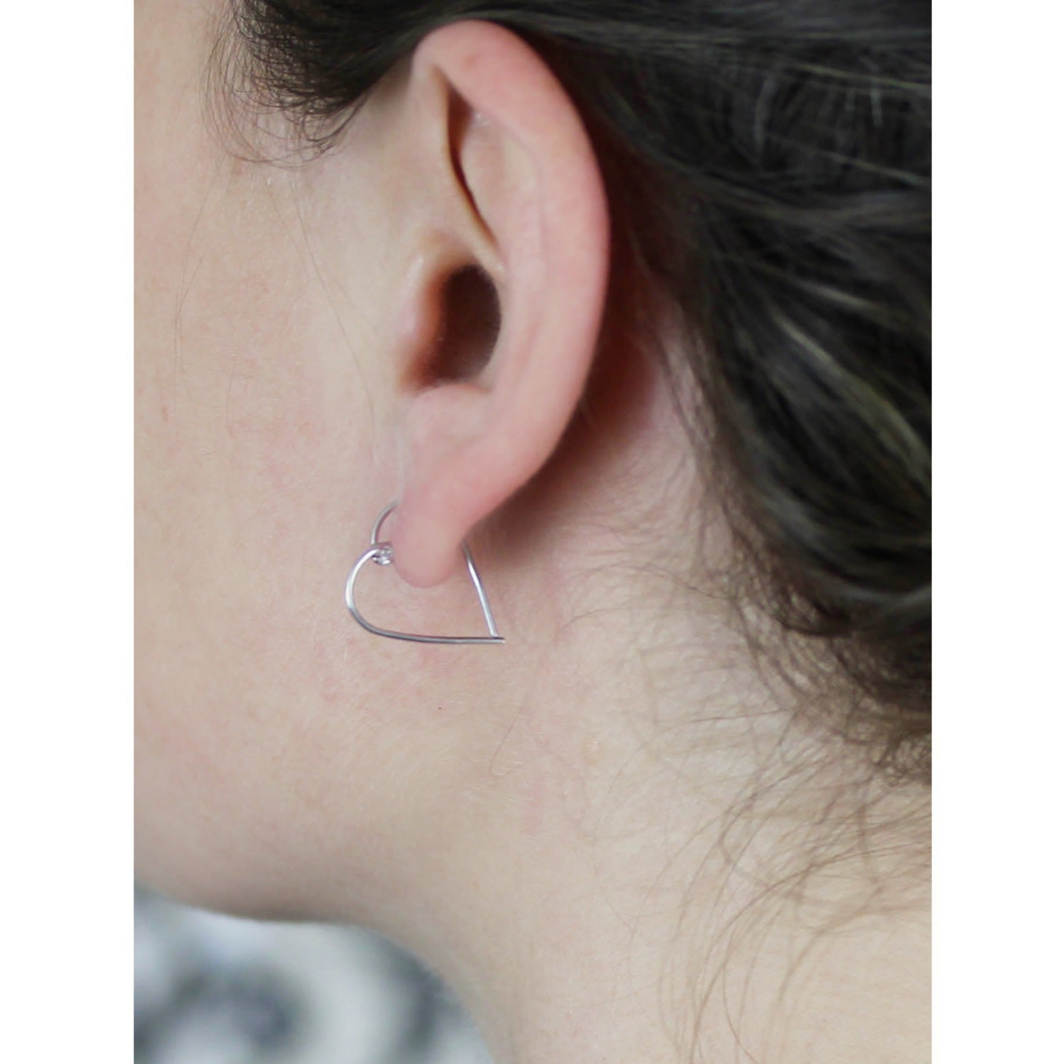 Heart Hoop Earrings - Diamonds & Silver