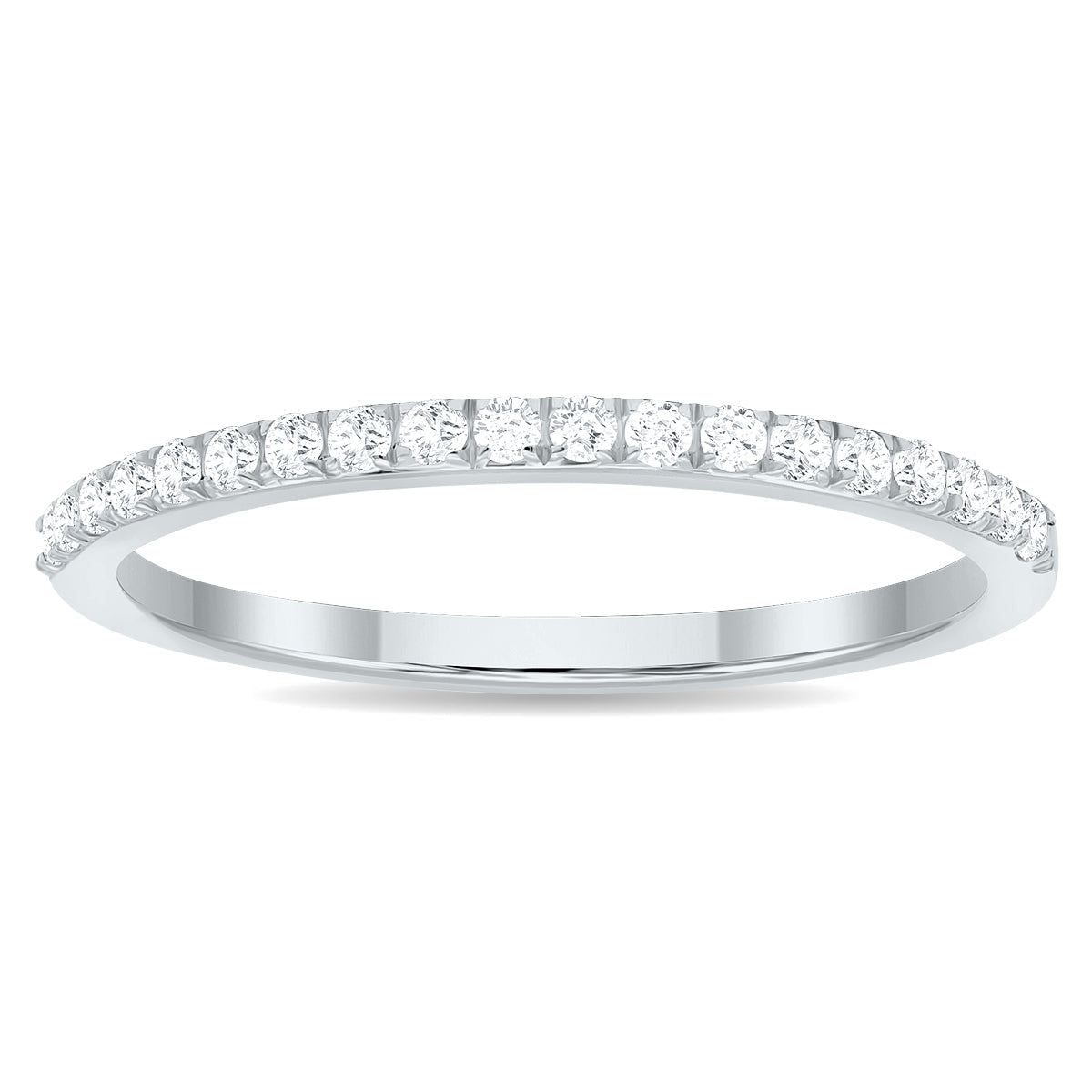1/5 Carat TW Thin Diamond Wedding Band In 10K White Gold