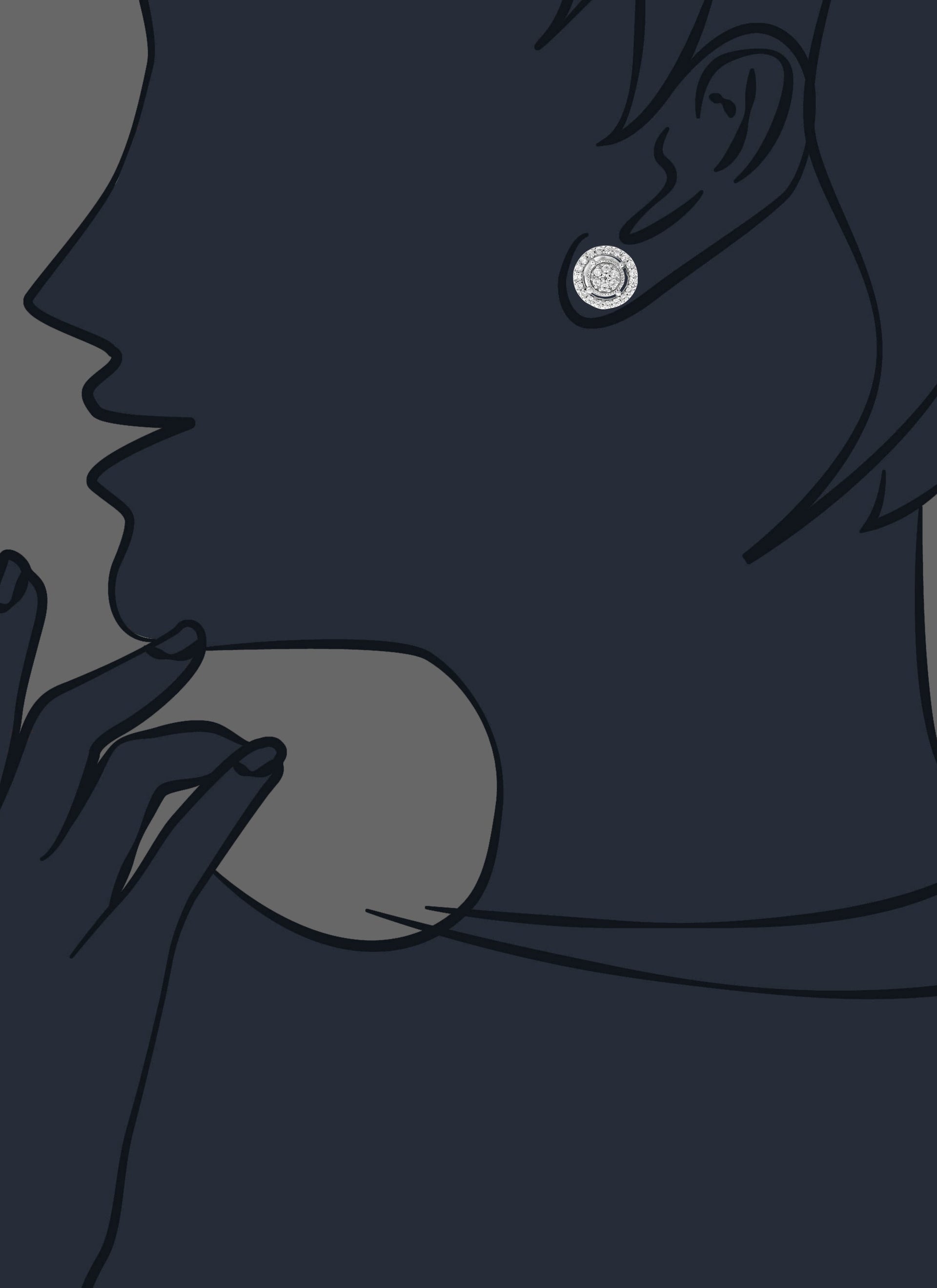 3/8 cttw Round Diamond Stud Earrings in .925 Sterling Silver With Rhodium