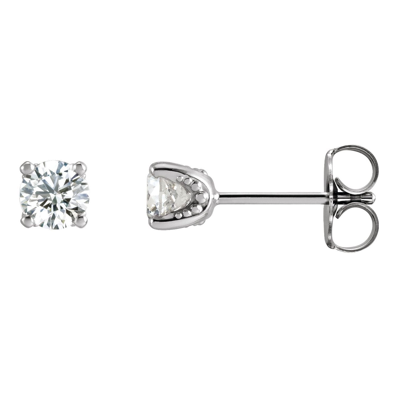 14K Gold 1/3ct Lab-grown Diamond Stud Earrings Clarity SI Color G-H