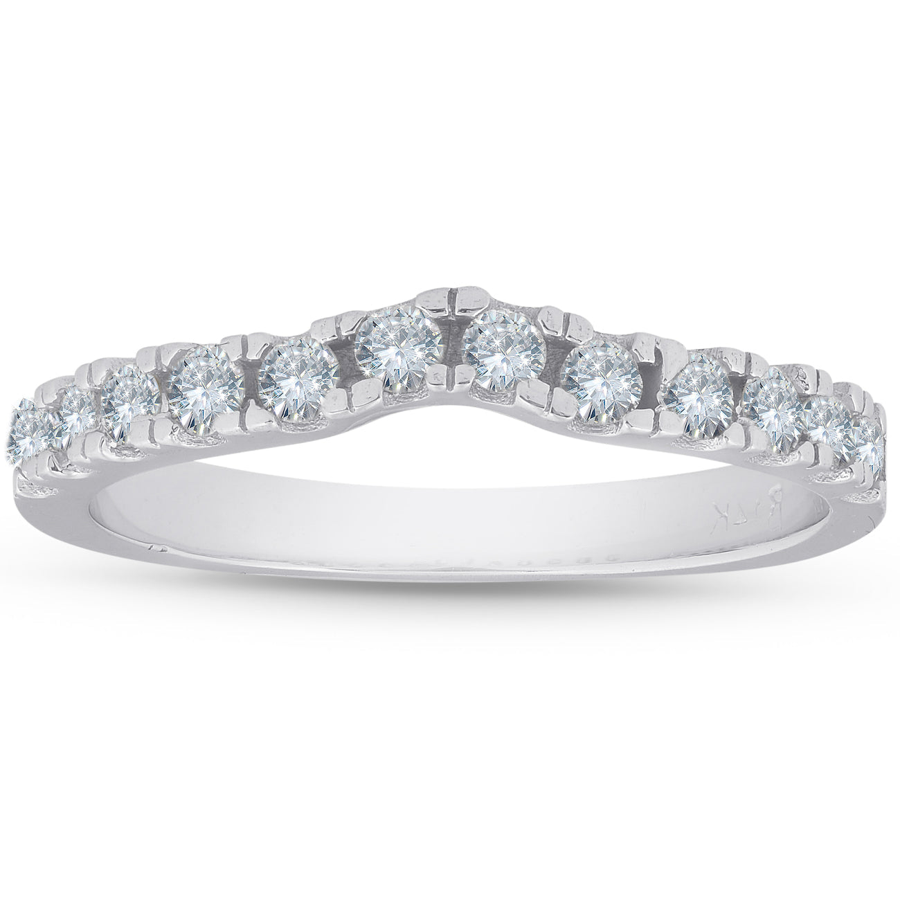 1/3ct Curved Diamond Wedding Guard Ring 14K White Gold