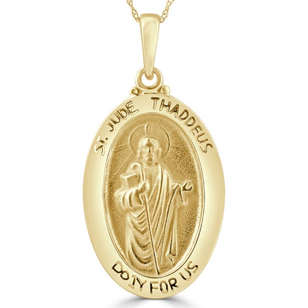 14k White or Yellow Gold Mother St. Jude Thaddeus Pendant Necklace 1' Tall 4 Grams