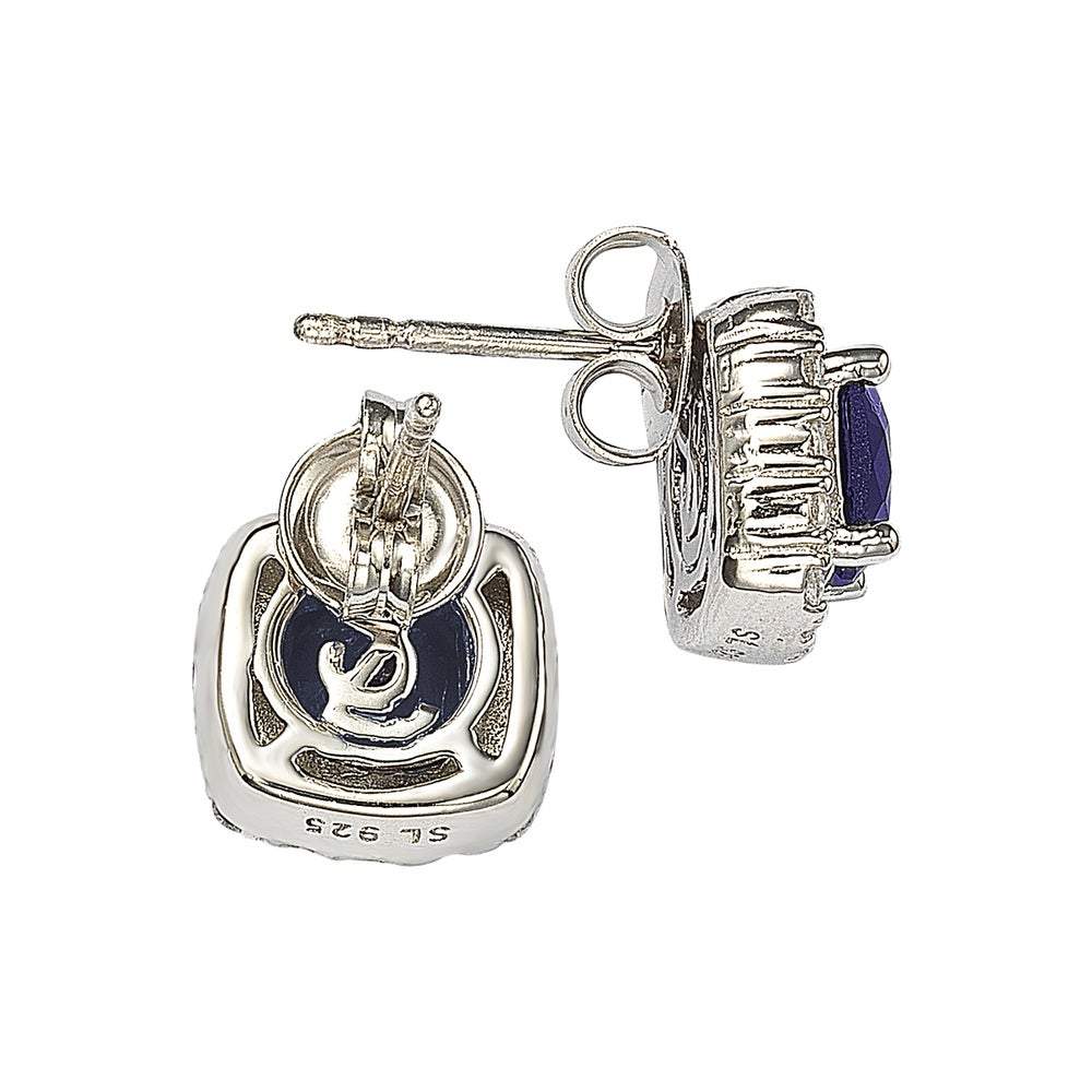 Suzy Levian Cubic Zirconia Sterling Silver Princess Diana Stud Earrings