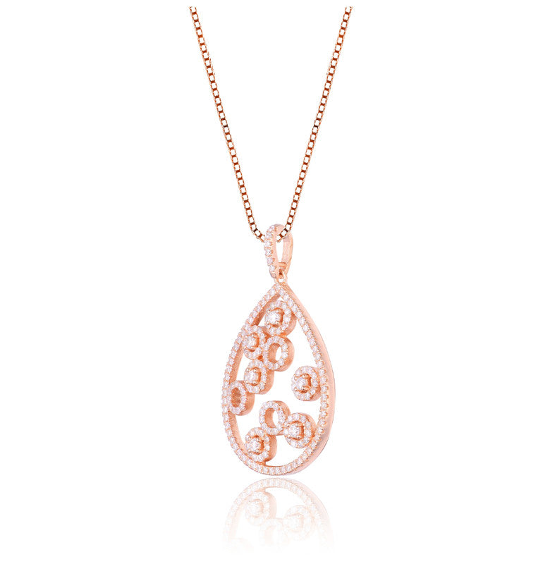 Sterling Silver Gold Overlay Cubic Zirconia Circles Galore Necklace